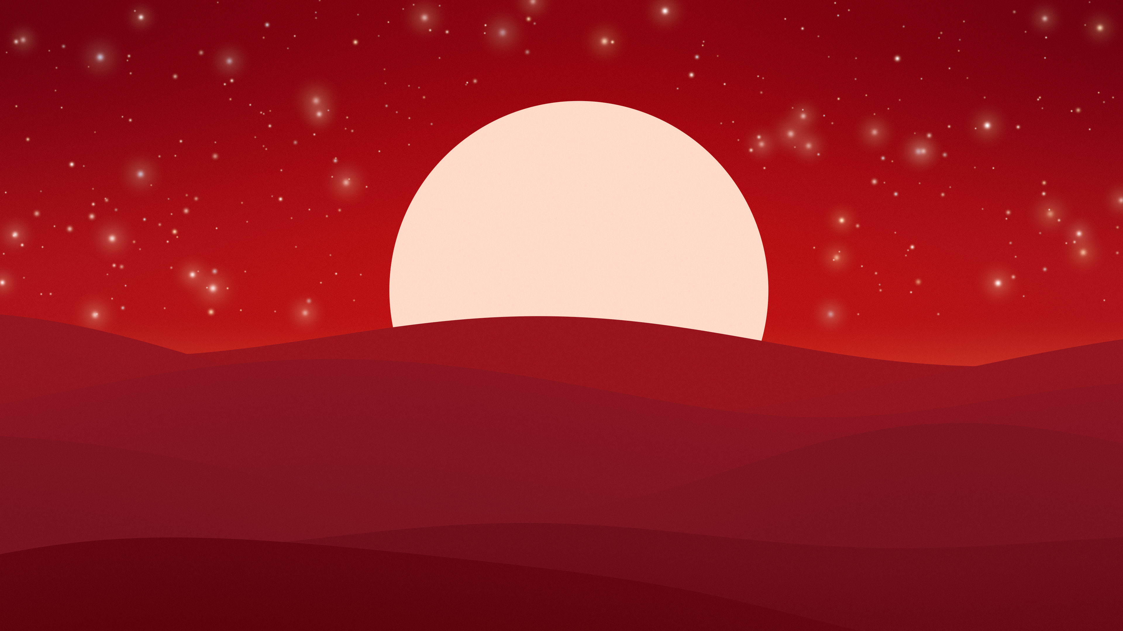 Dark Red Minimalist Sunset Hills desktop wallpaper in 4K