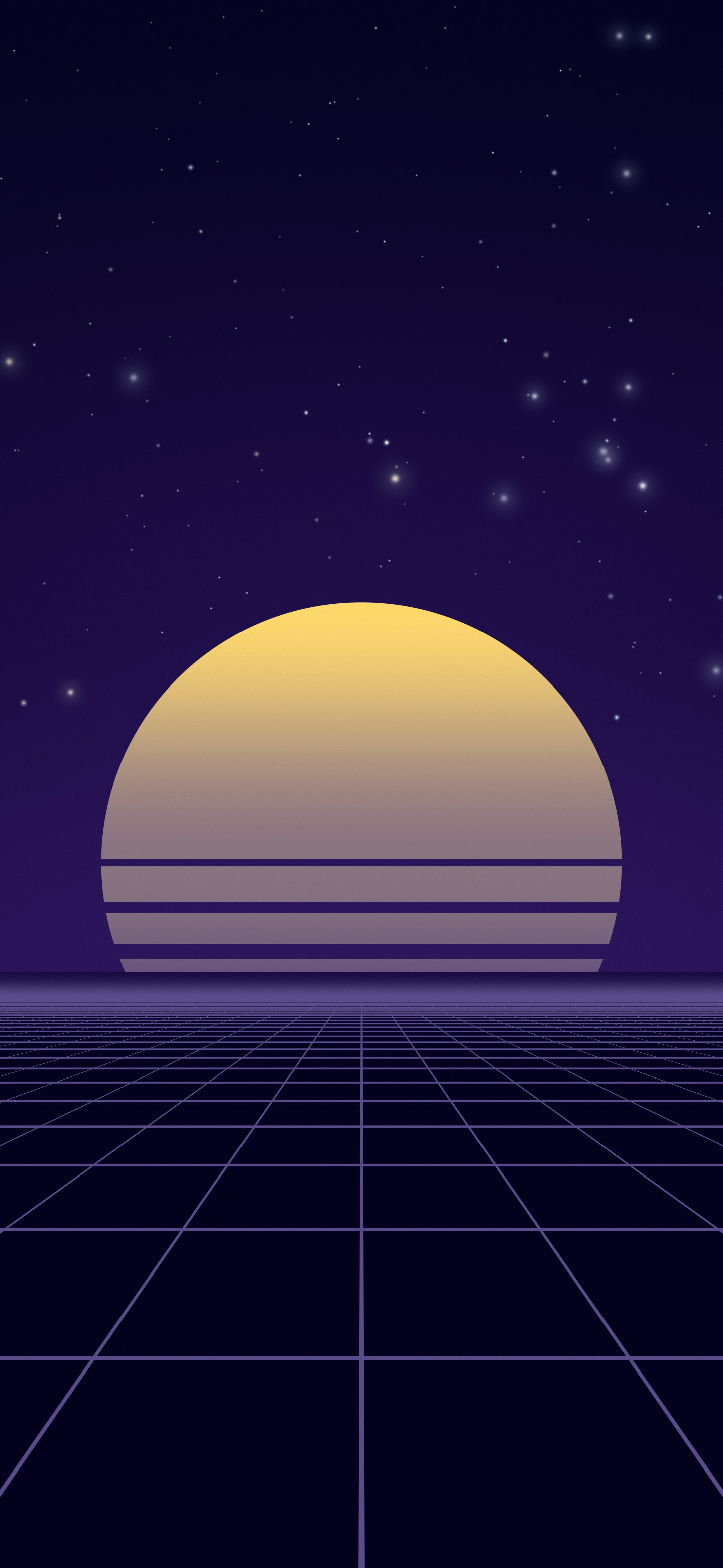 Galaxy Synthwave Grid Sunset wallpaper for iPhone and Android