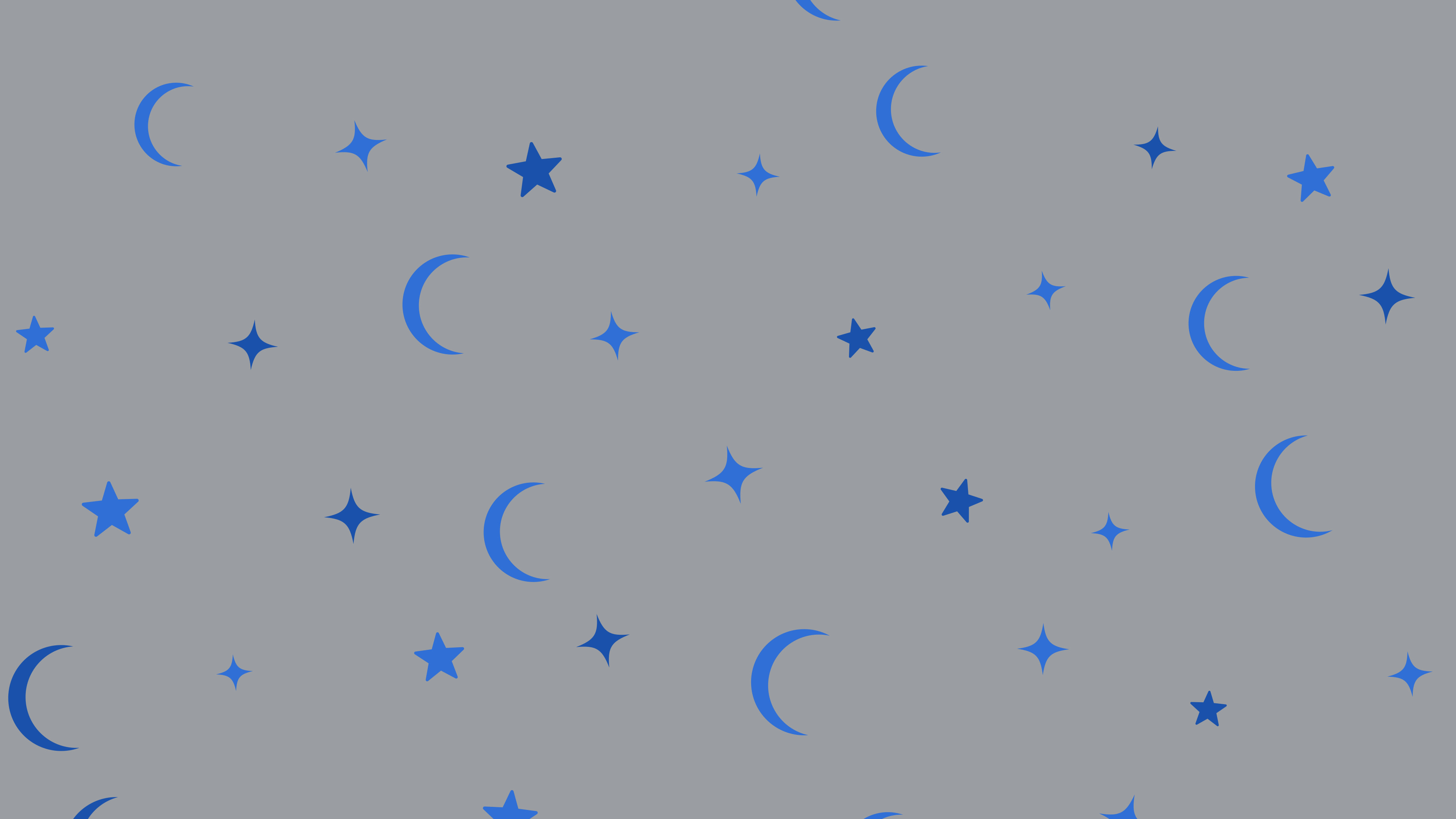 Gray and Blue Moon and Stars Pattern desktop wallpaper in 4K