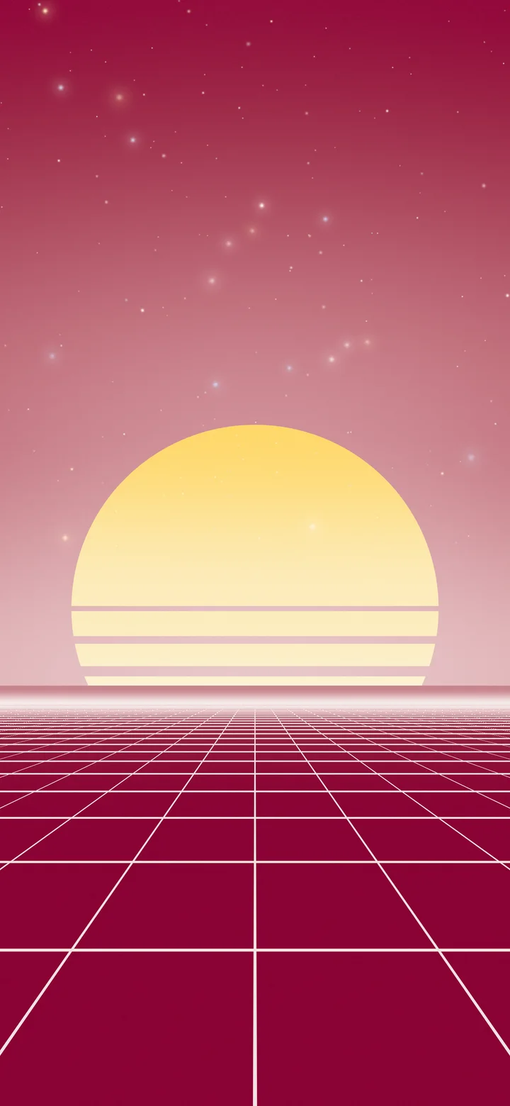 Hot Pink and White Synthwave Grid Sunset wallpaper for iPhone and Android