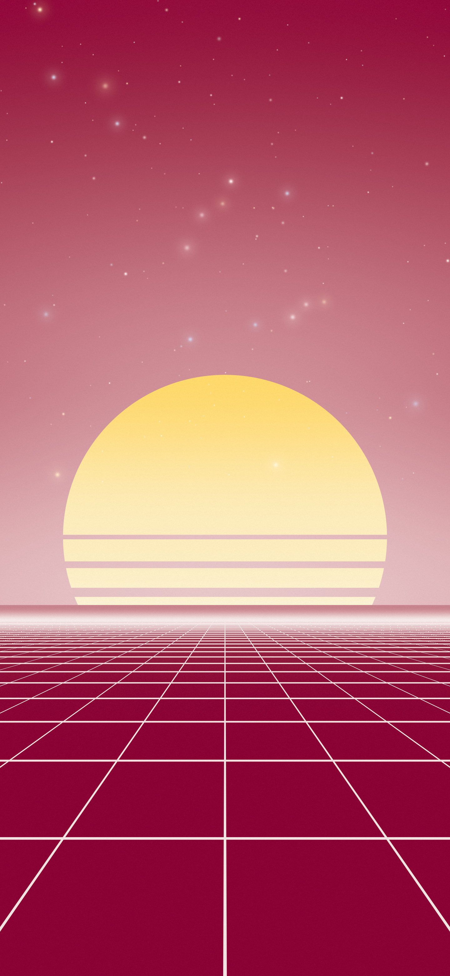 Hot Pink and White Synthwave Grid Sunset wallpaper for iPhone and Android