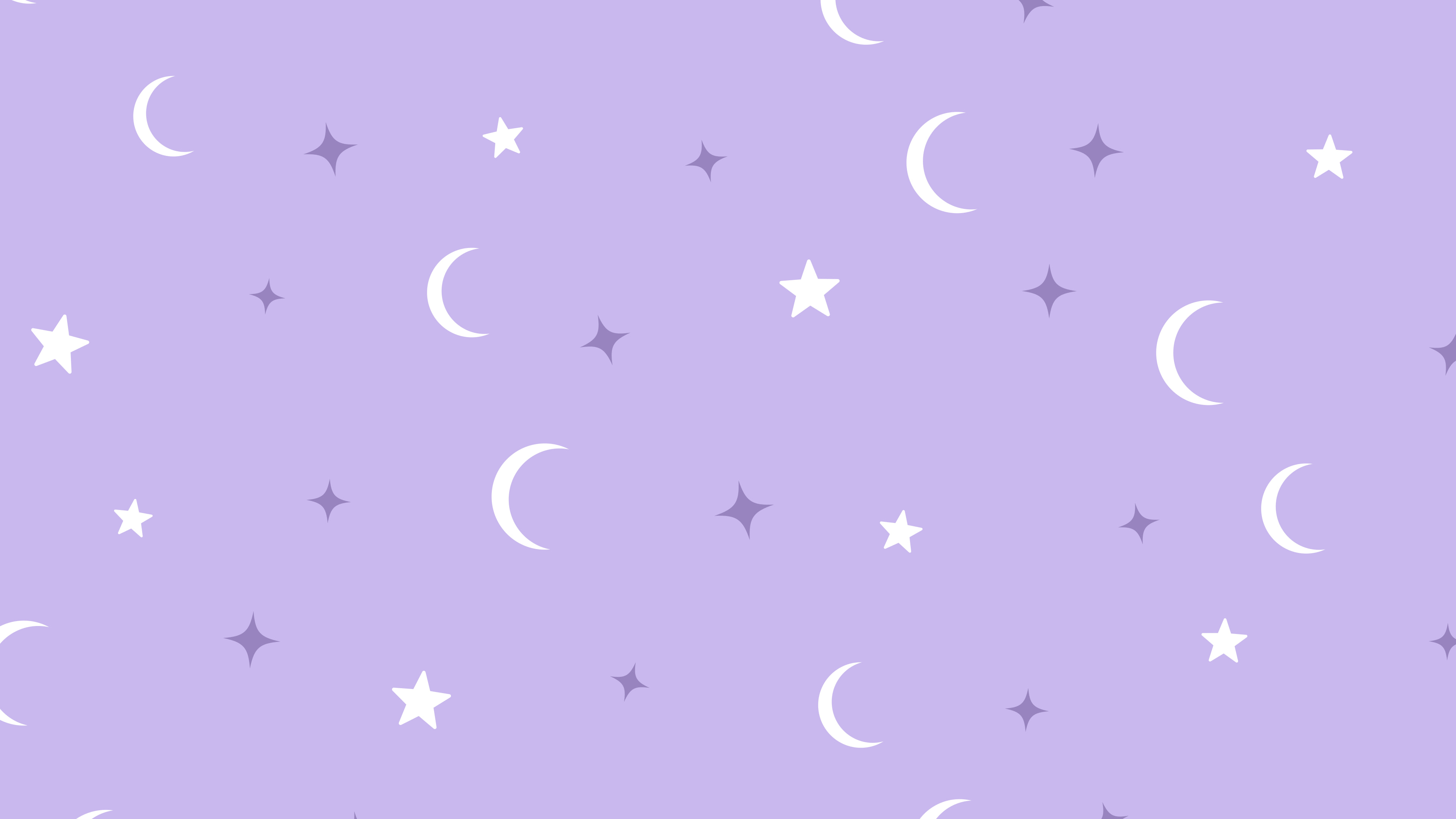 Lavender Moon and Stars Pattern desktop wallpaper in 4K