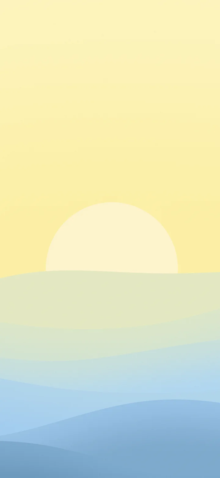 Light Blue and Pastel Yellow Minimalist Sunset Hills wallpaper for iPhone and Android