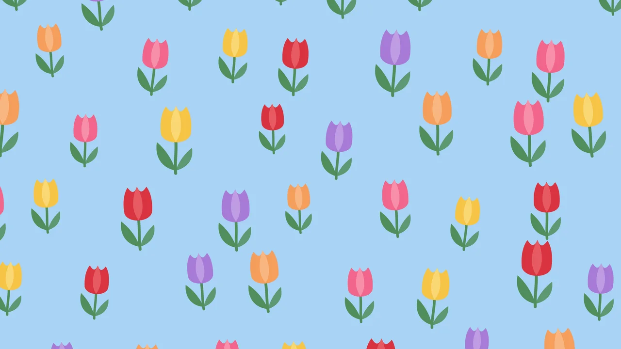 Light Blue Tulip Pattern desktop wallpaper in 4K