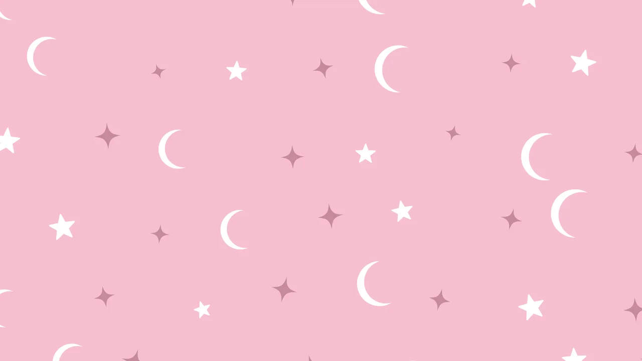 Light Pink Moon and Stars Pattern desktop wallpaper in 4K