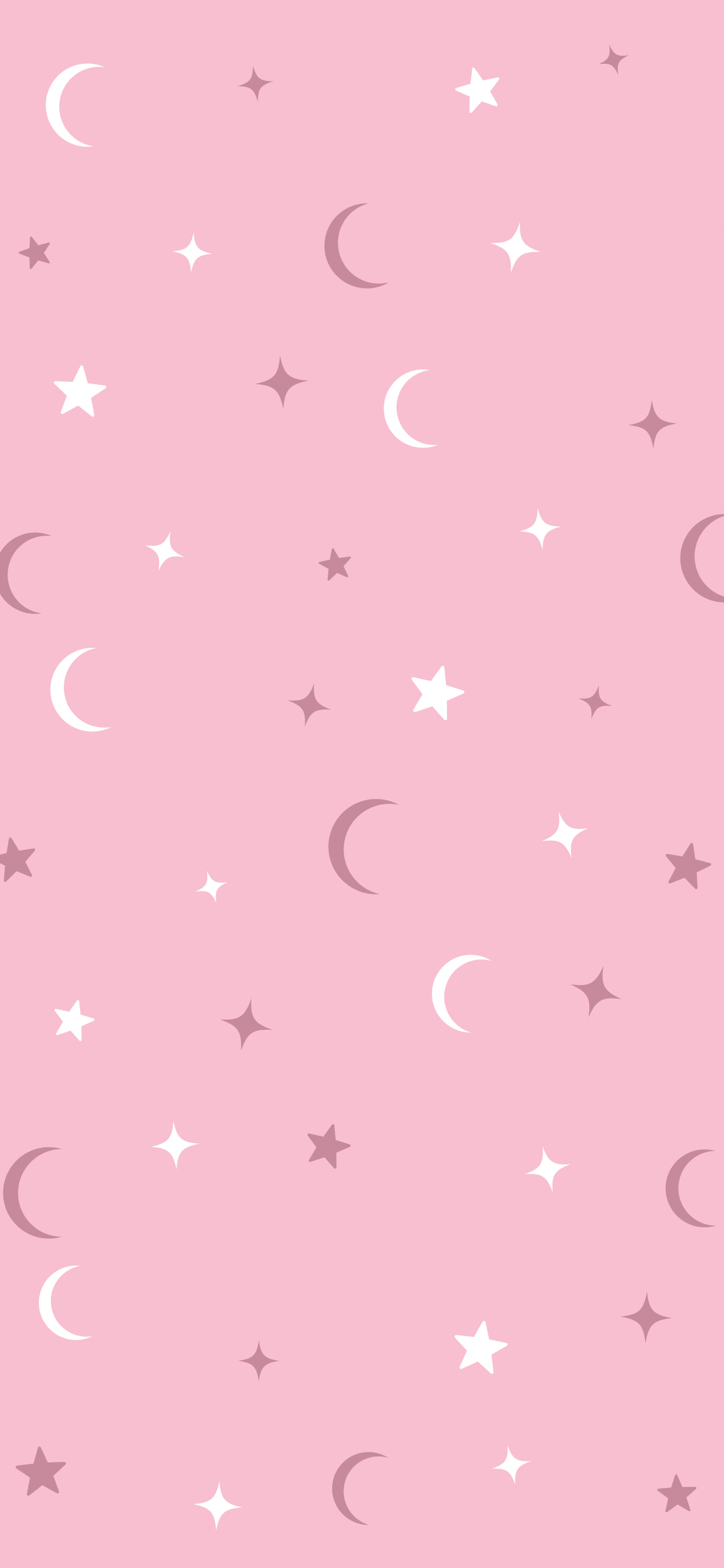 Light Pink Moon and Stars Pattern wallpaper for iPhone and Android