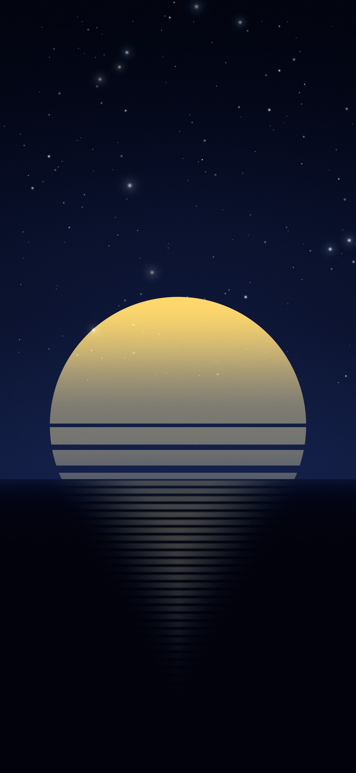 Midnight Blue Retro Striped Sun wallpaper for iPhone and Android