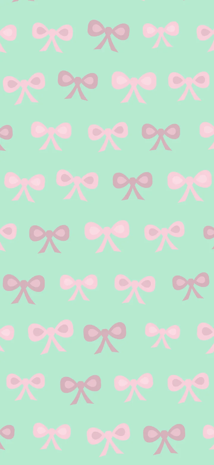 Mint and Pastel Pink Bow Pattern wallpaper for iPhone and Android