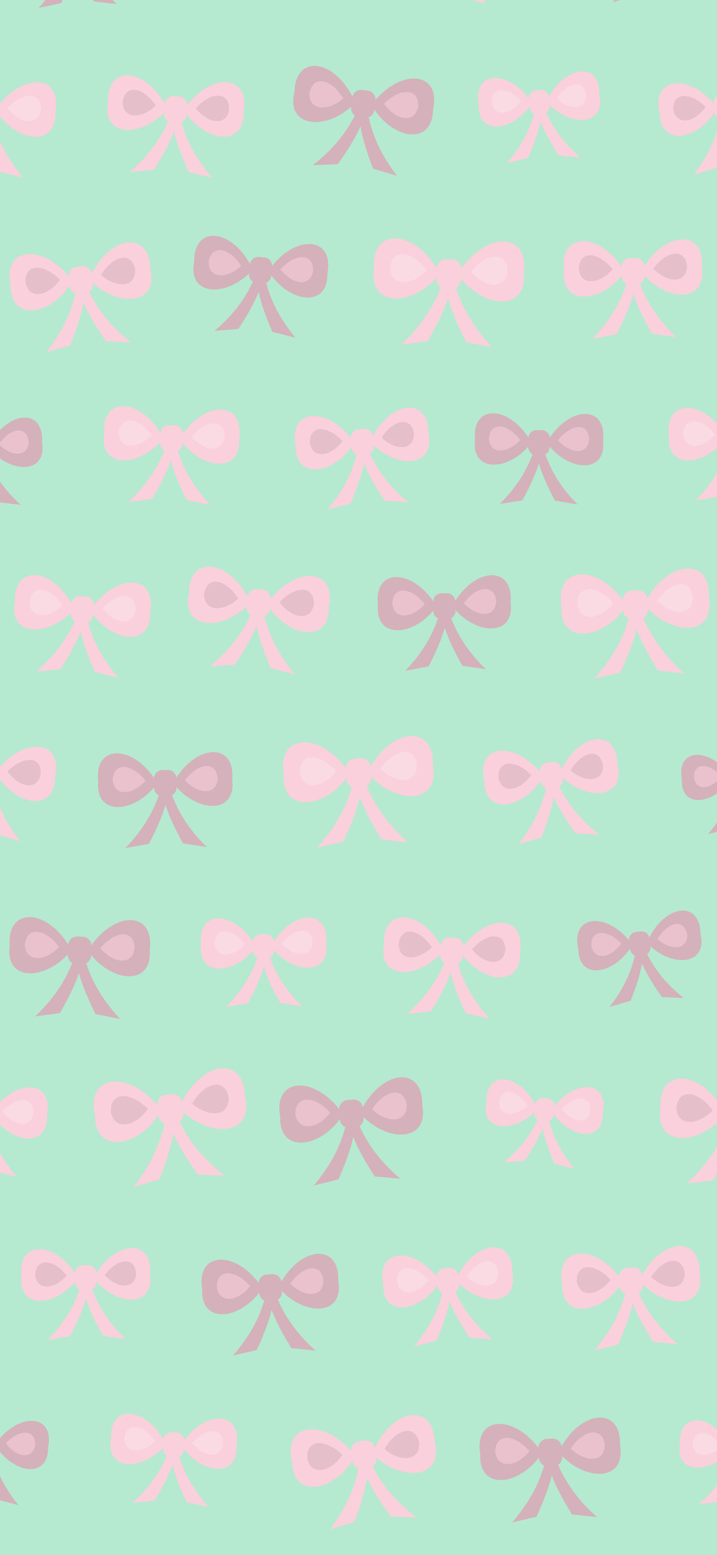 Mint and Pastel Pink Bow Pattern wallpaper for iPhone and Android