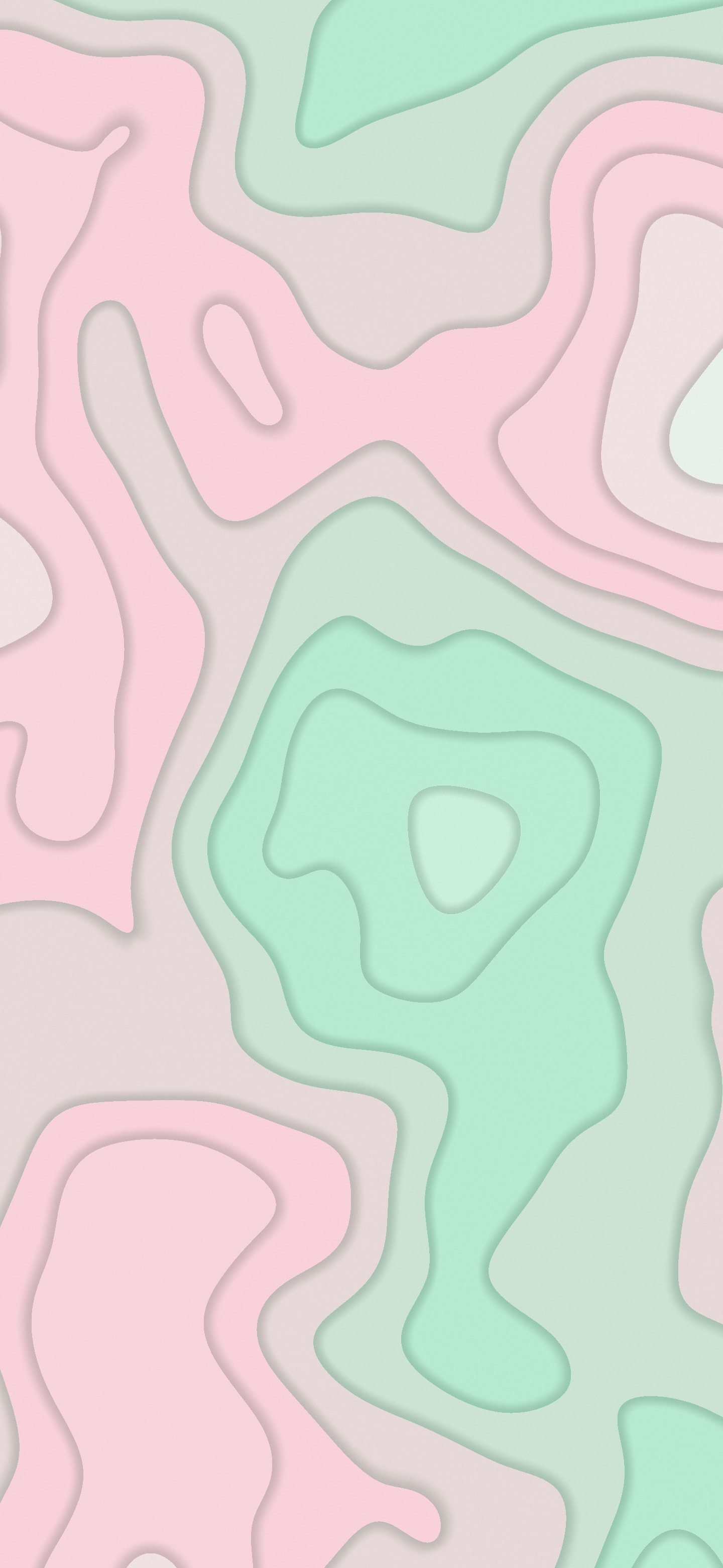 Mint and Pastel Pink Layered Topographic wallpaper for iPhone and Android