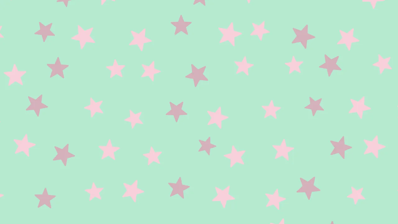 Mint and Pastel Pink Star Pattern desktop wallpaper in 4K