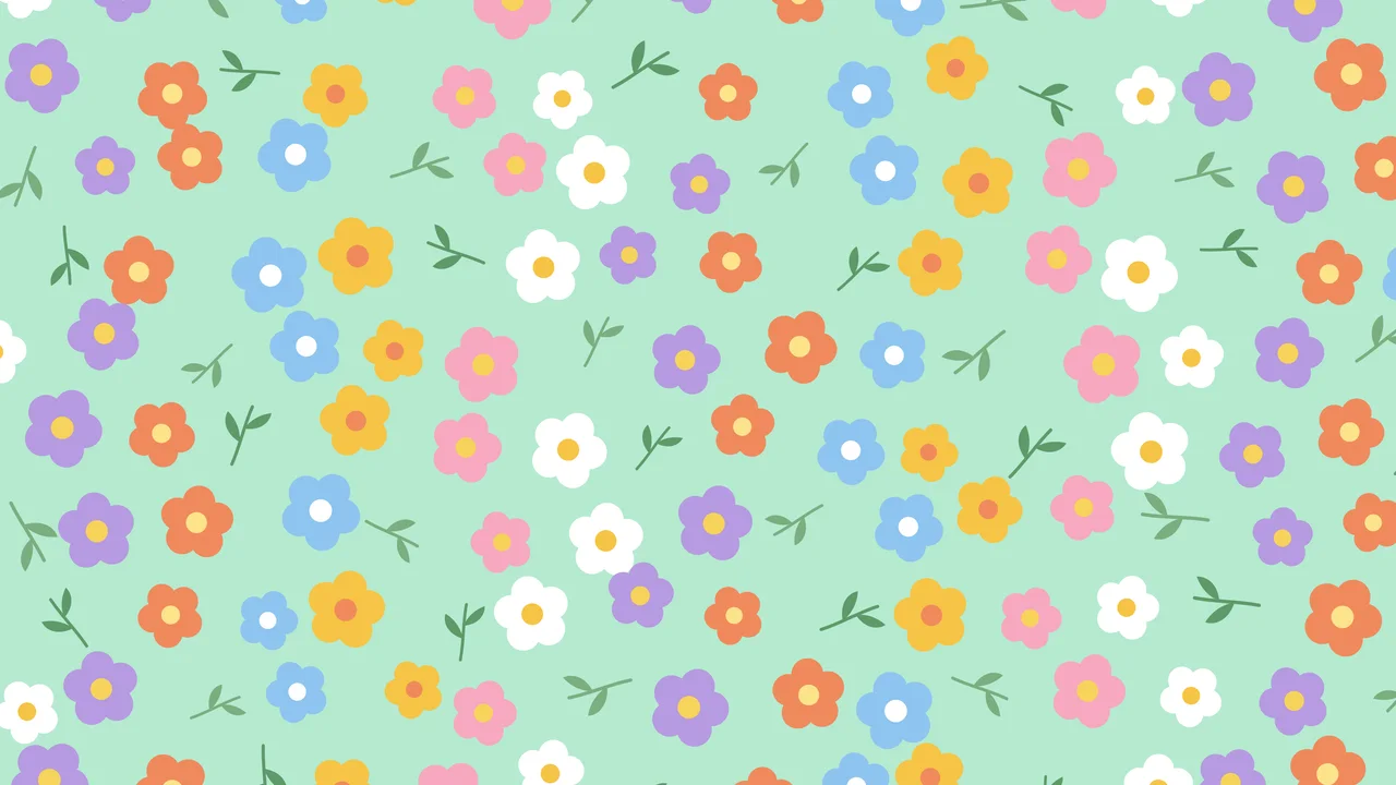 Mint Ditsy Floral Pattern desktop wallpaper in 4K