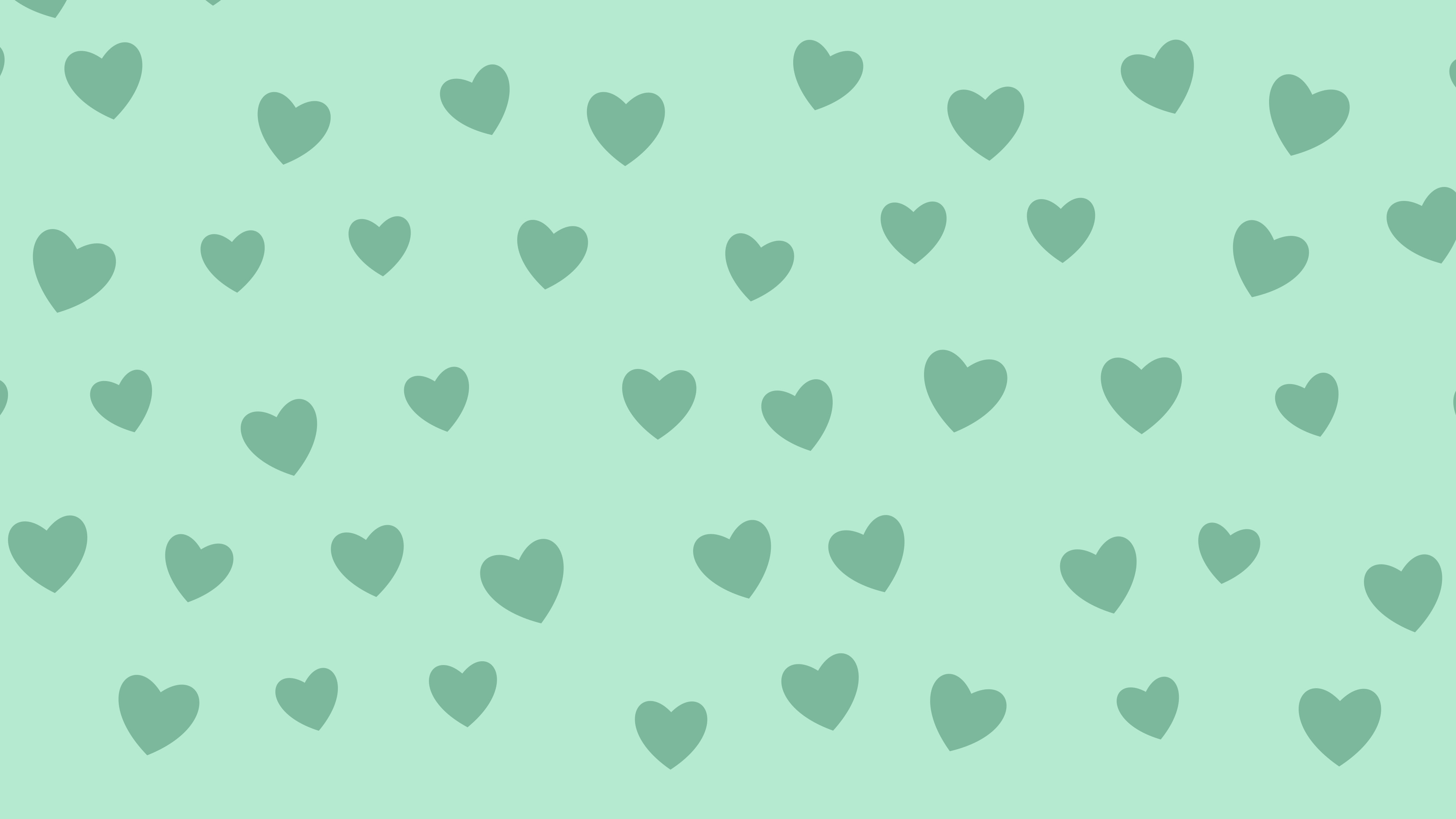 Mint Heart Pattern desktop wallpaper in 4K