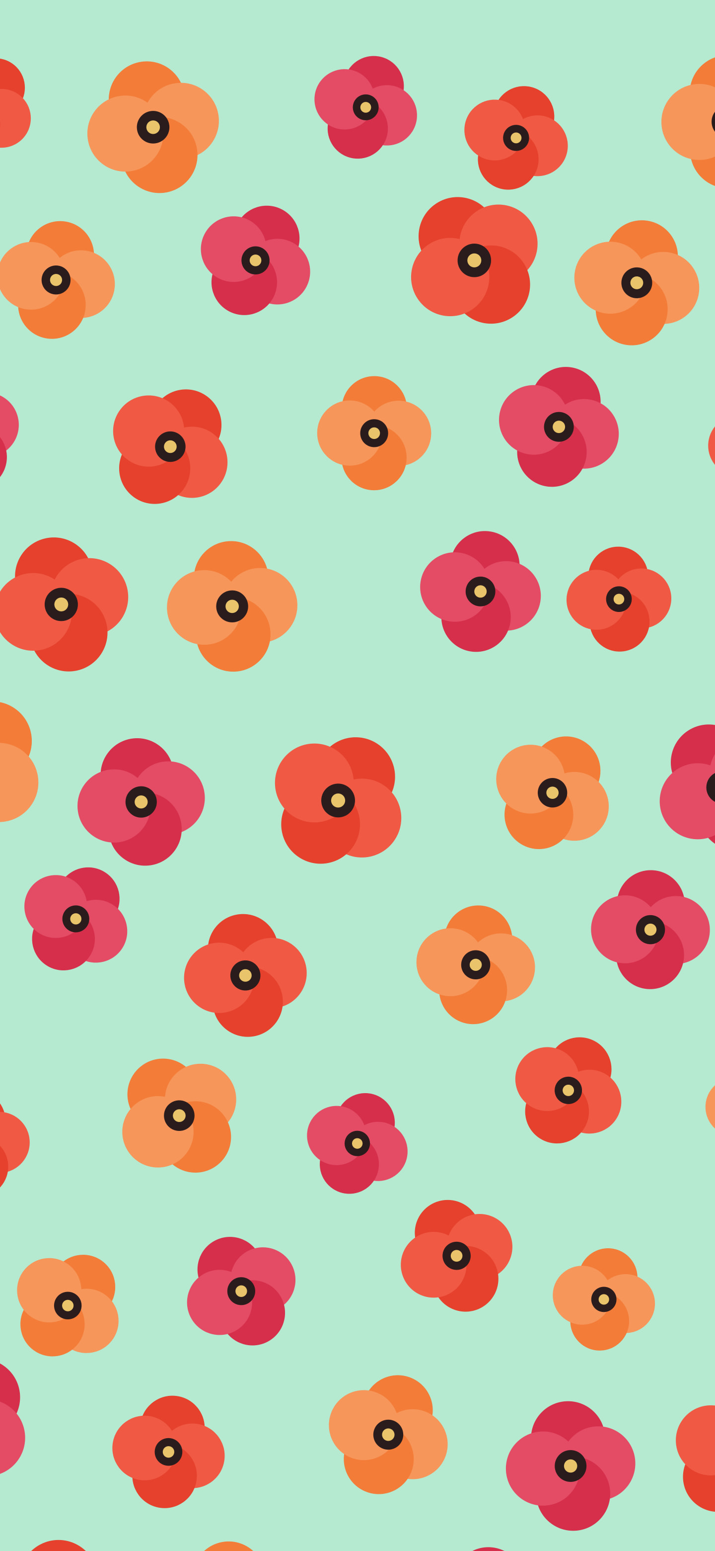 Mint Poppy Flower Pattern wallpaper for iPhone and Android
