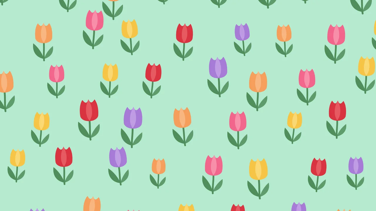 Mint Tulip Pattern desktop wallpaper in 4K