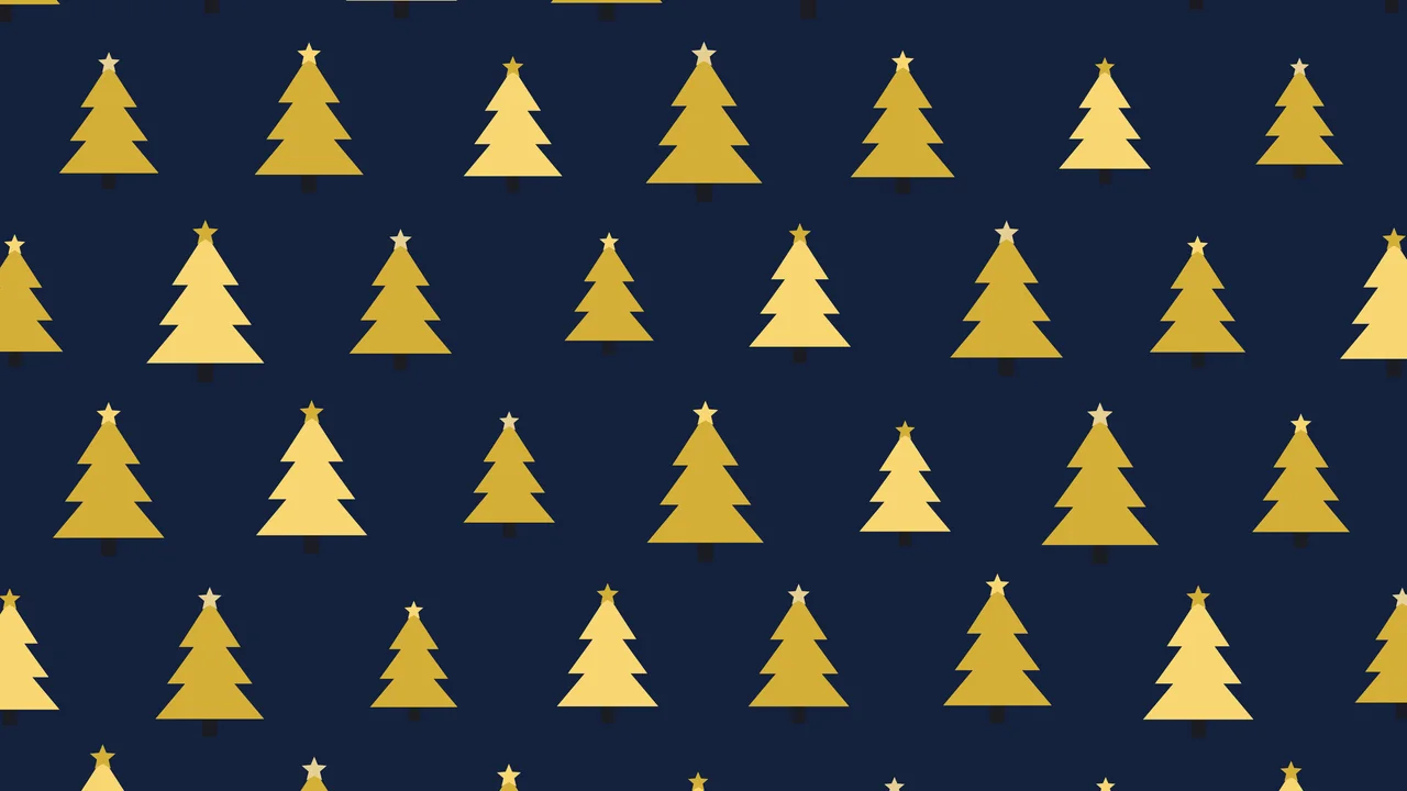 Navy and Gold Christmas Tree Pattern desktop wallpaper in 4K