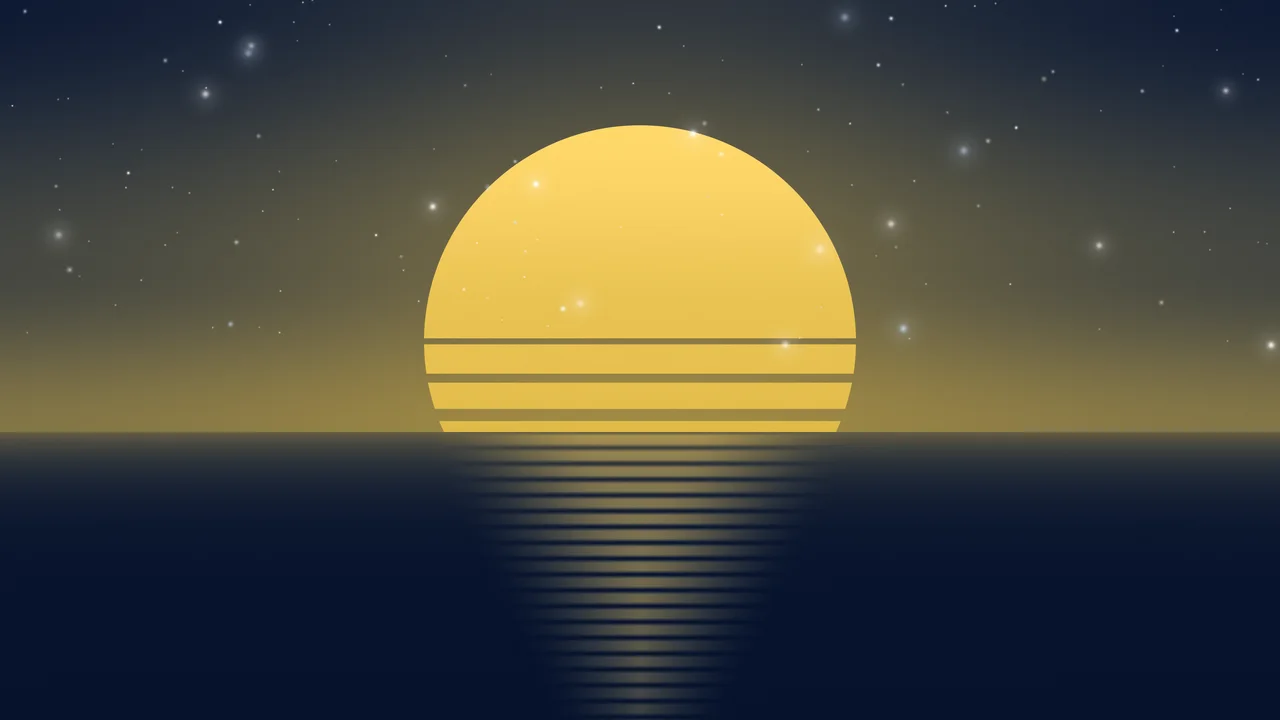 Navy and Gold Retro Striped Sun desktop wallpaper in 4K
