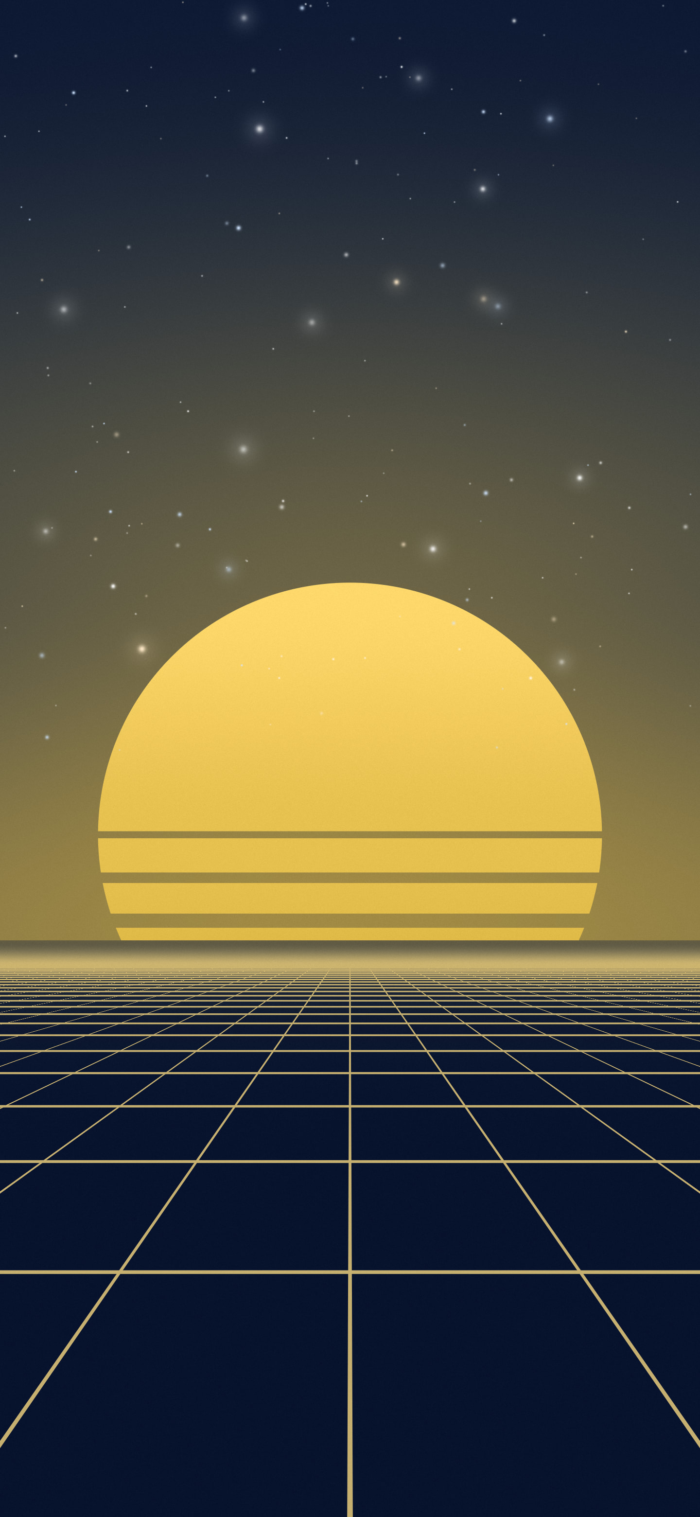 Navy and Gold Synthwave Grid Sunset wallpaper for iPhone and Android