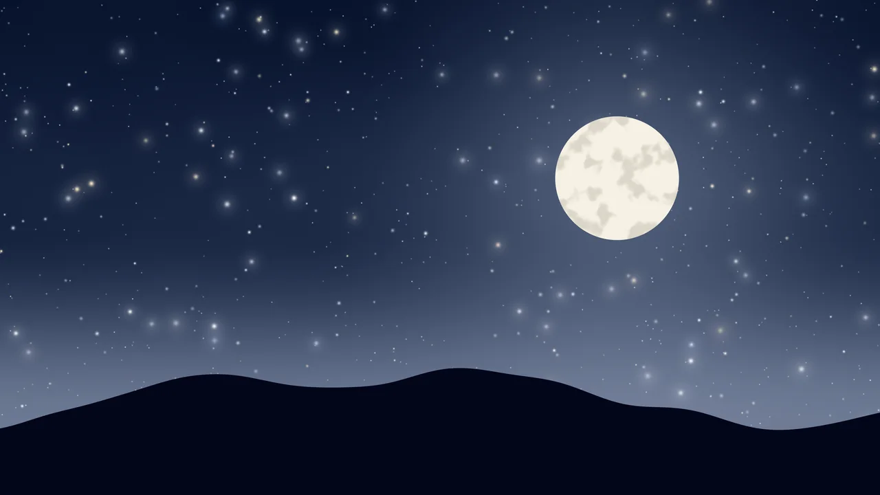 Navy and Ivory Moon and Stars Night Sky desktop wallpaper in 4K