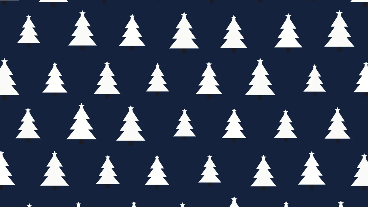 Navy and White Christmas Tree Pattern desktop wallpaper in 4K