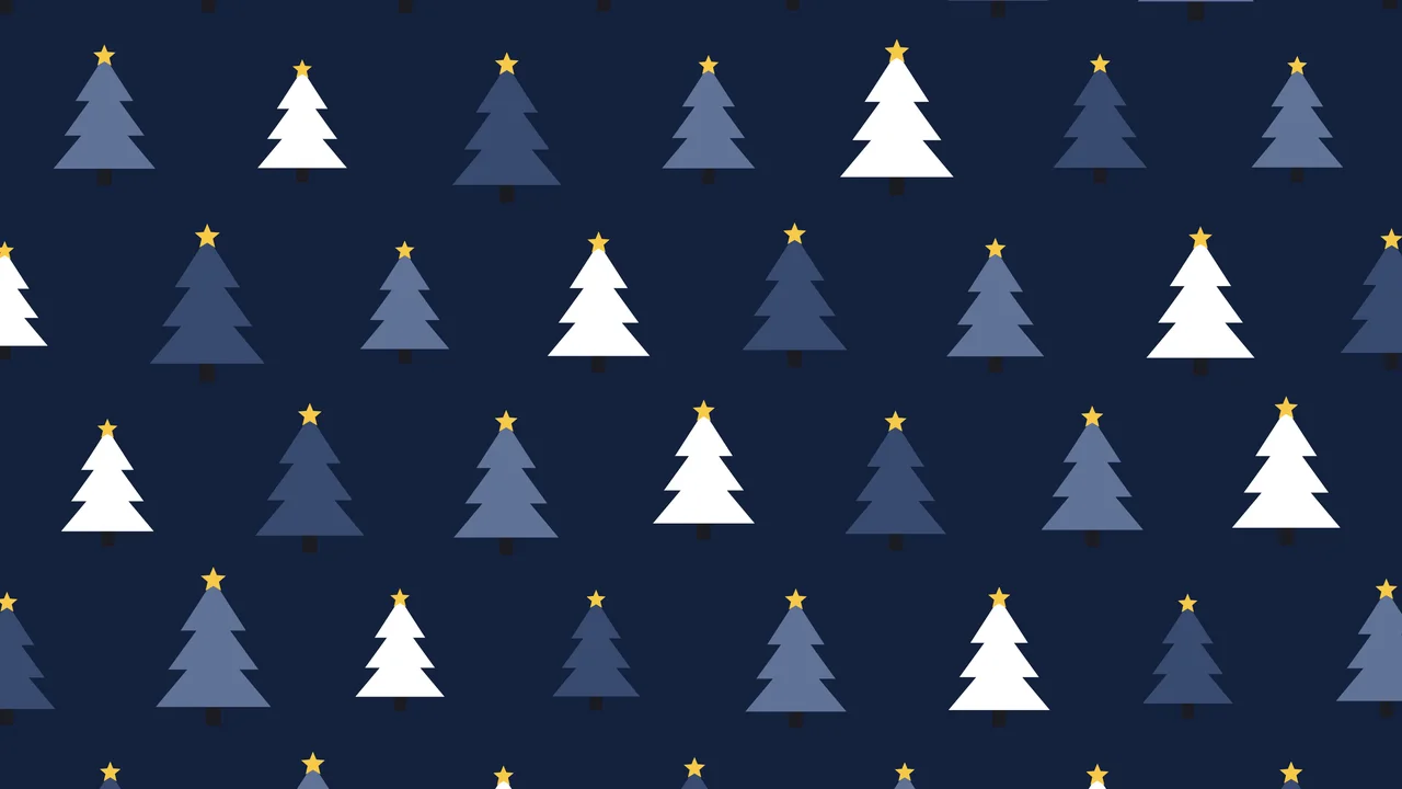 Navy Christmas Tree Pattern desktop wallpaper in 4K