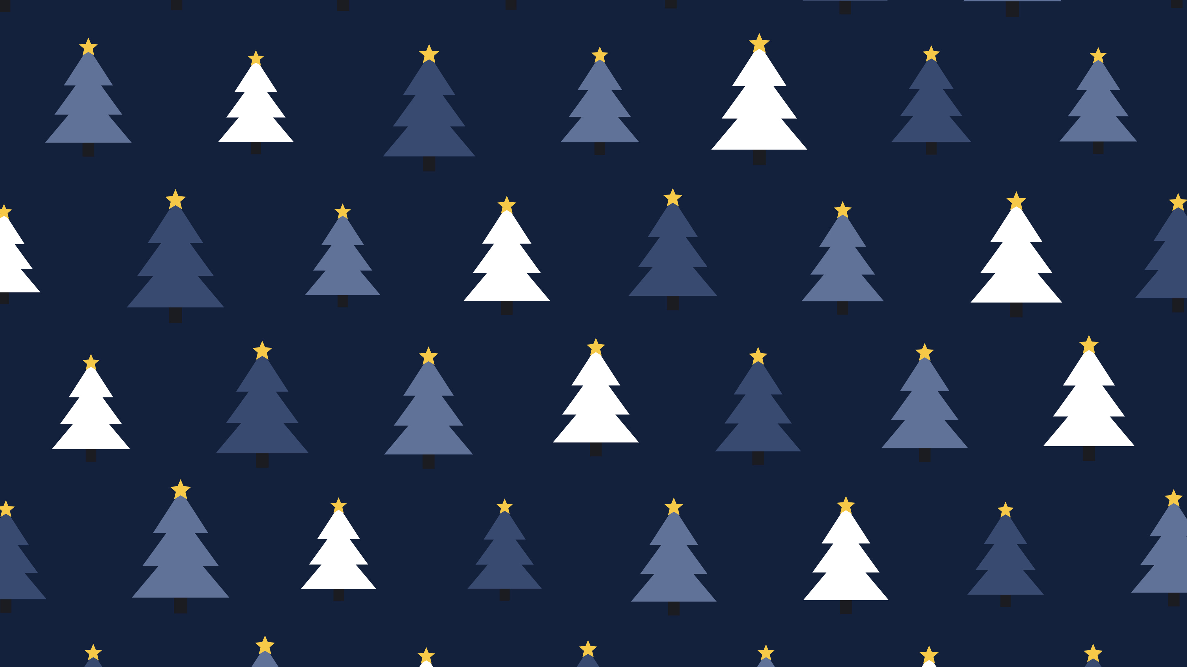 Navy Christmas Tree Pattern desktop wallpaper in 4K