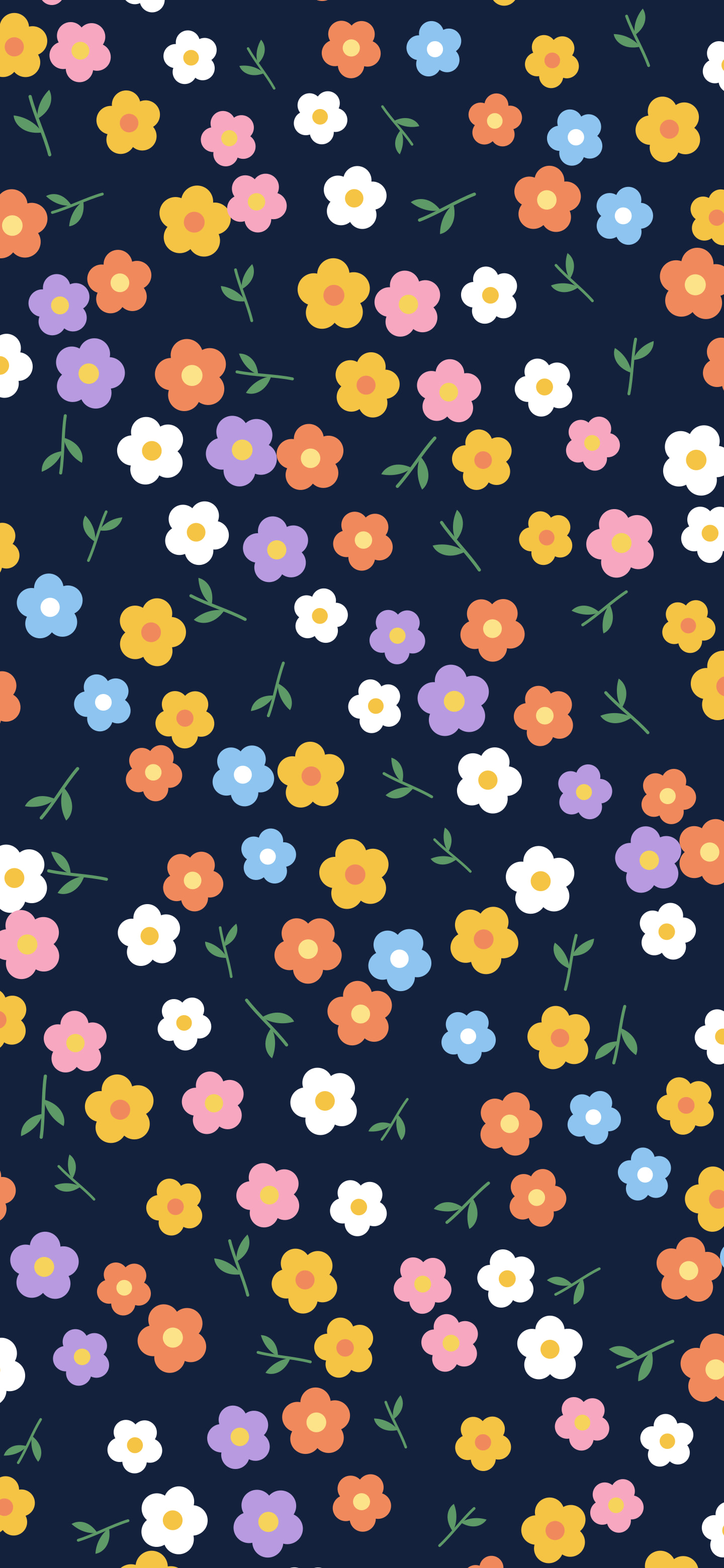 Navy Ditsy Floral Pattern wallpaper for iPhone and Android