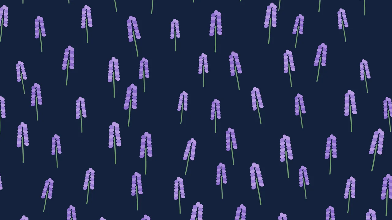 Navy Lavender Sprig Pattern desktop wallpaper in 4K