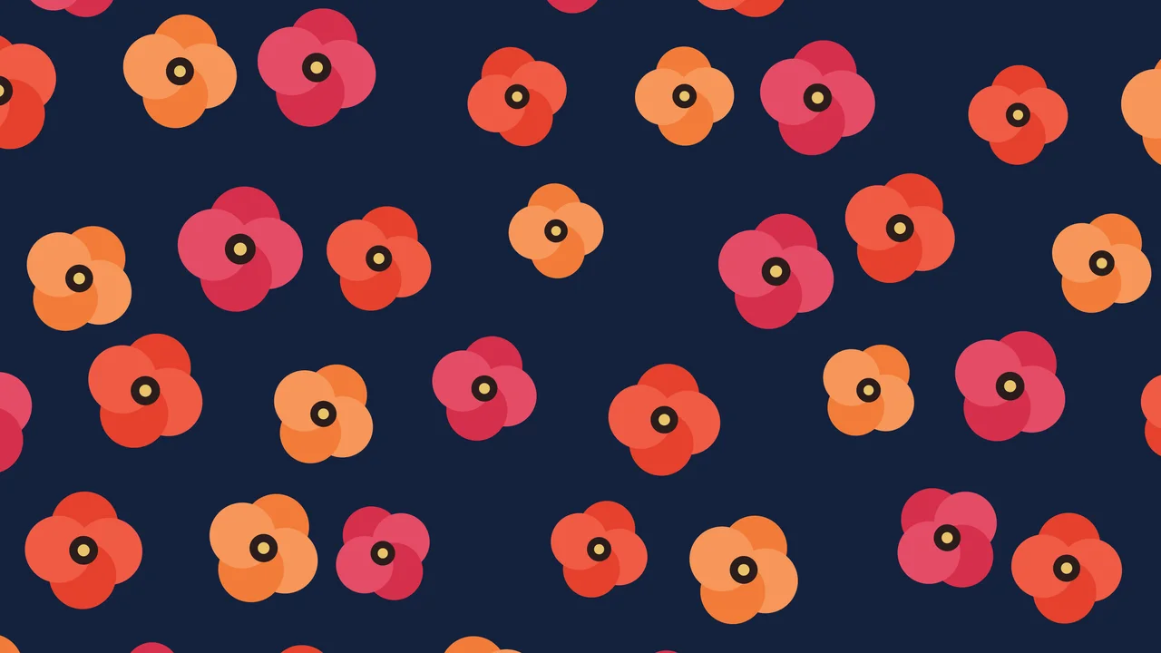 Navy Poppy Flower Pattern desktop wallpaper in 4K