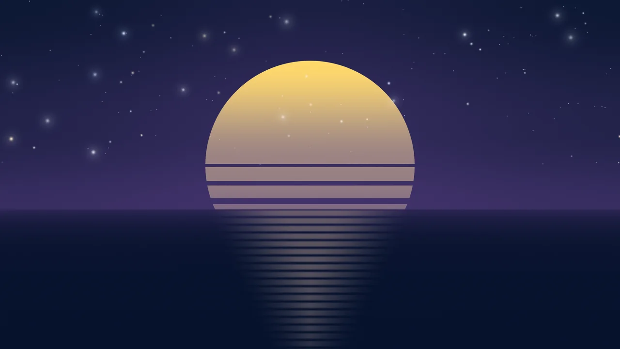 Navy Retro Striped Sun desktop wallpaper in 4K