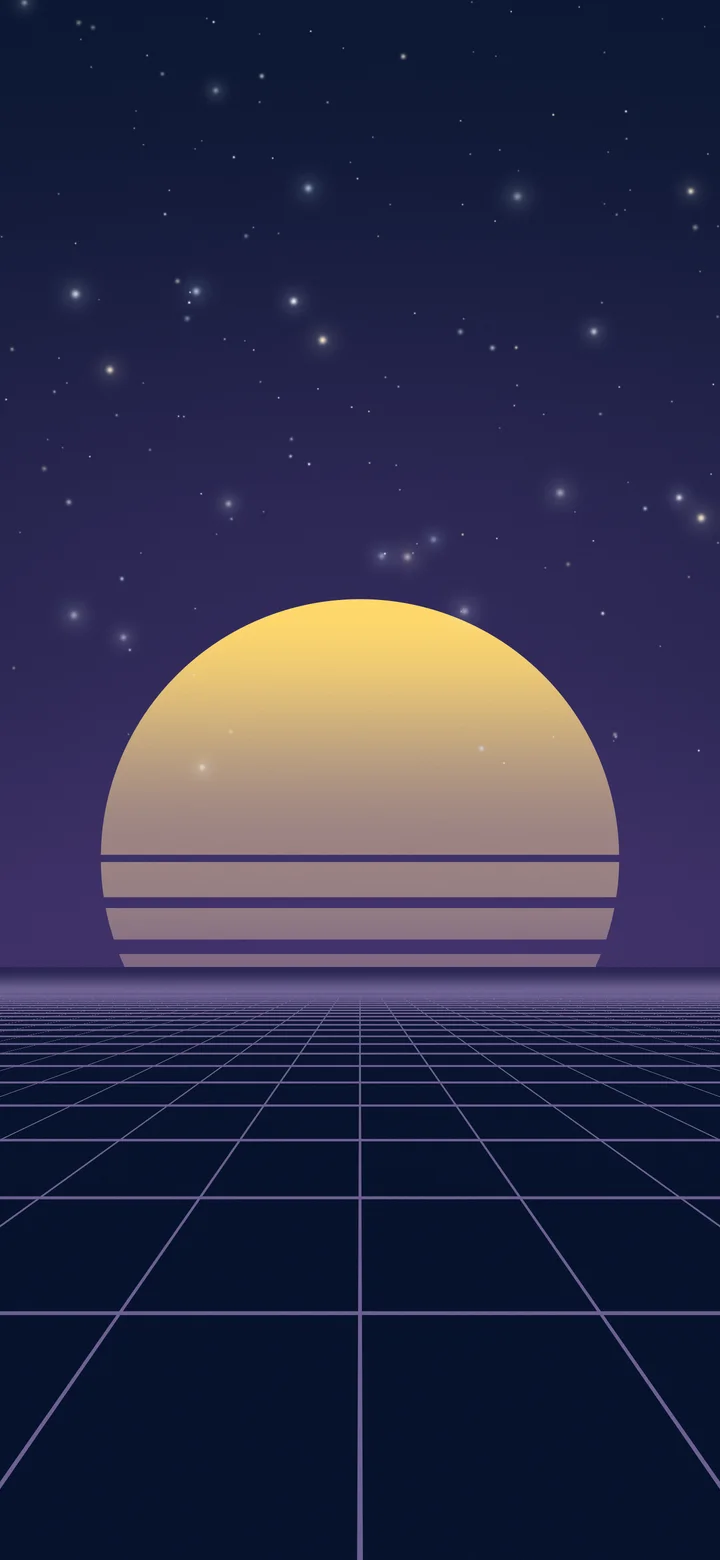 Navy Synthwave Grid Sunset wallpaper for iPhone and Android