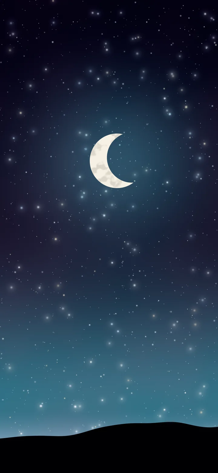 Neon Cyber Moon and Stars Night Sky wallpaper for iPhone and Android