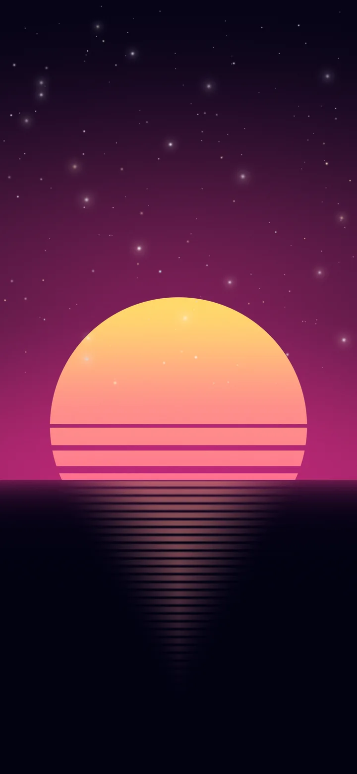Neon Cyber Retro Striped Sun wallpaper for iPhone and Android