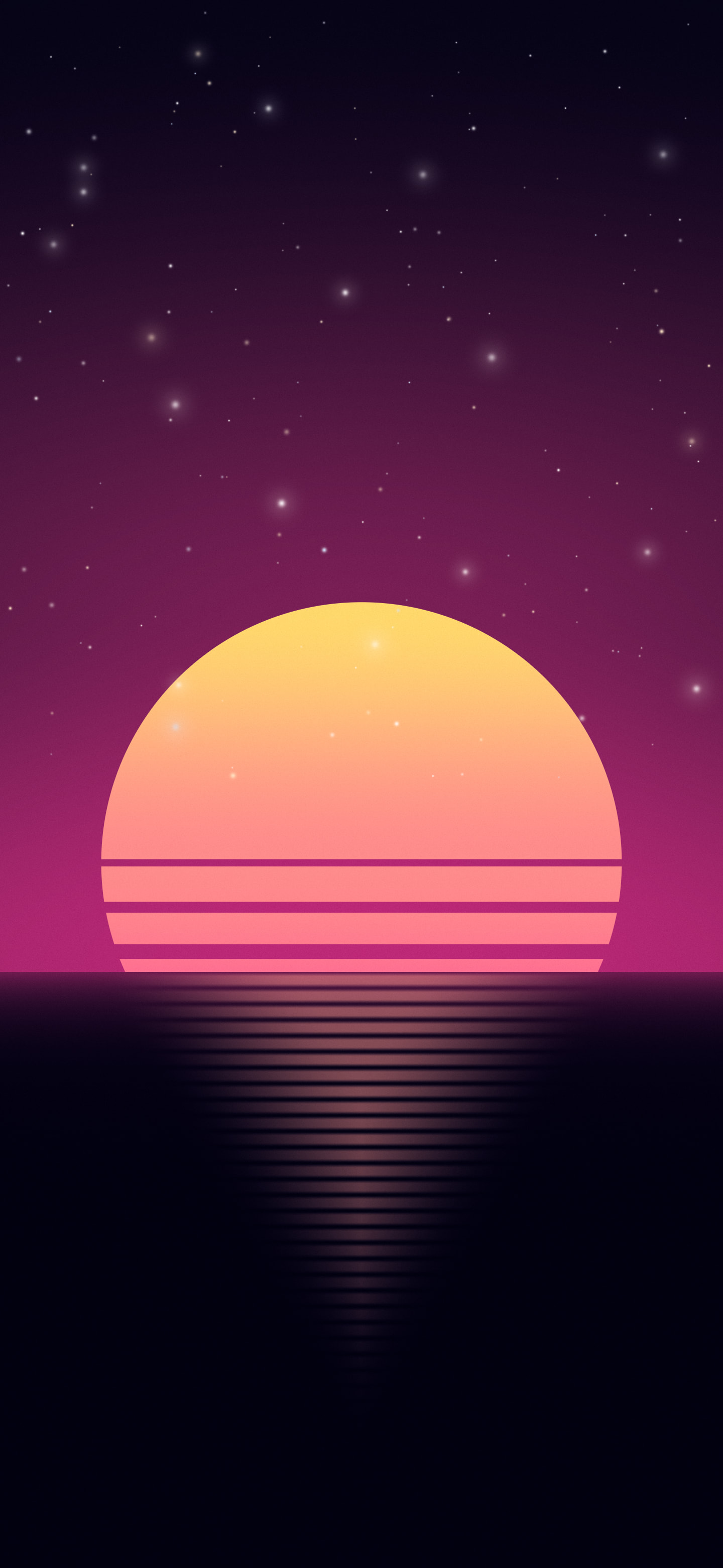 Neon Cyber Retro Striped Sun wallpaper for iPhone and Android
