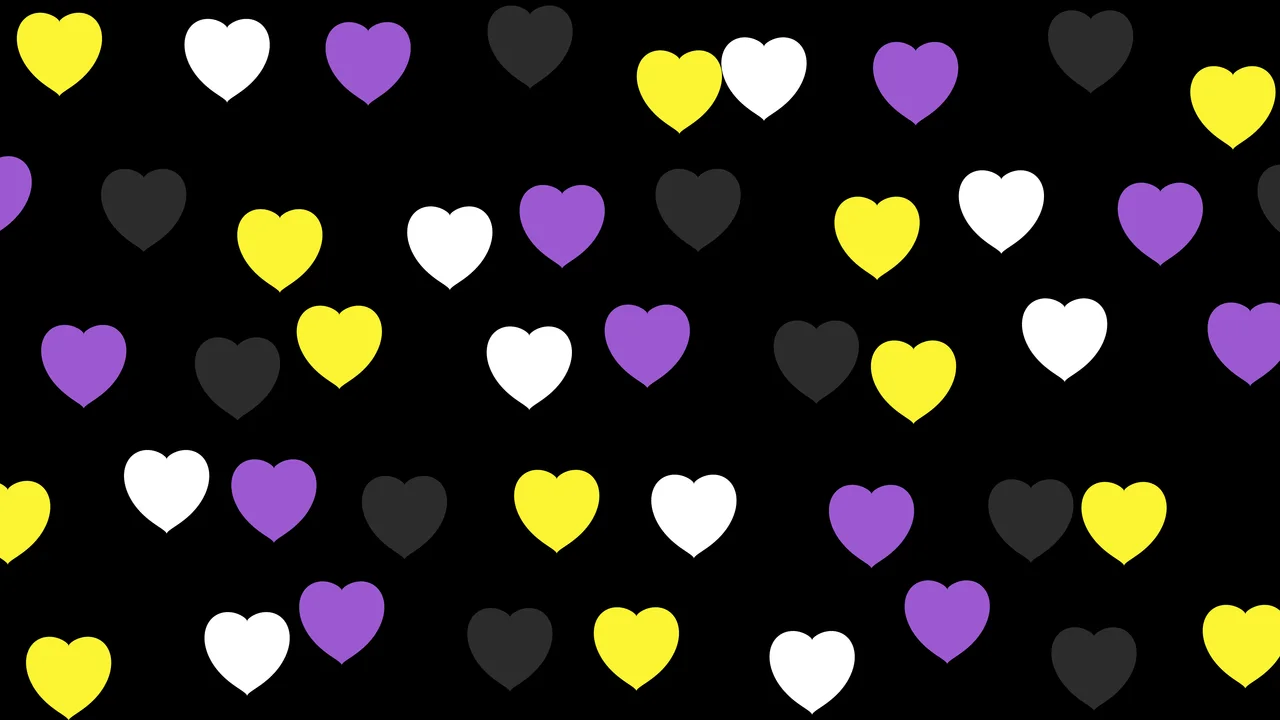 Nonbinary Pride Heart Pattern desktop wallpaper in 4K