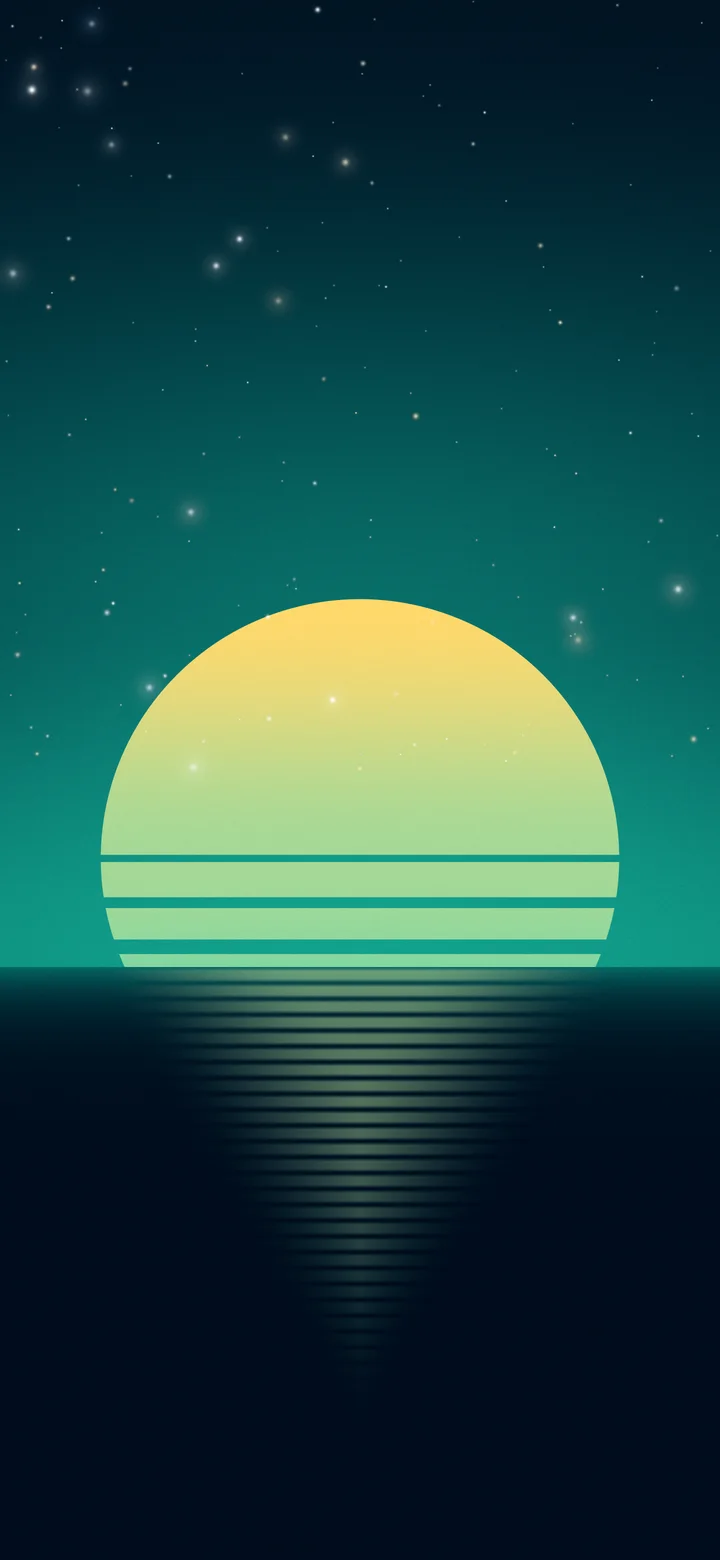 Northern Lights Retro Striped Sun wallpaper for iPhone and Android