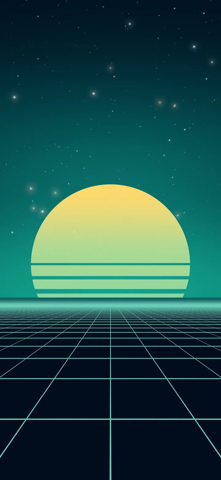 Northern Lights Synthwave Grid Sunset wallpaper for iPhone and Android