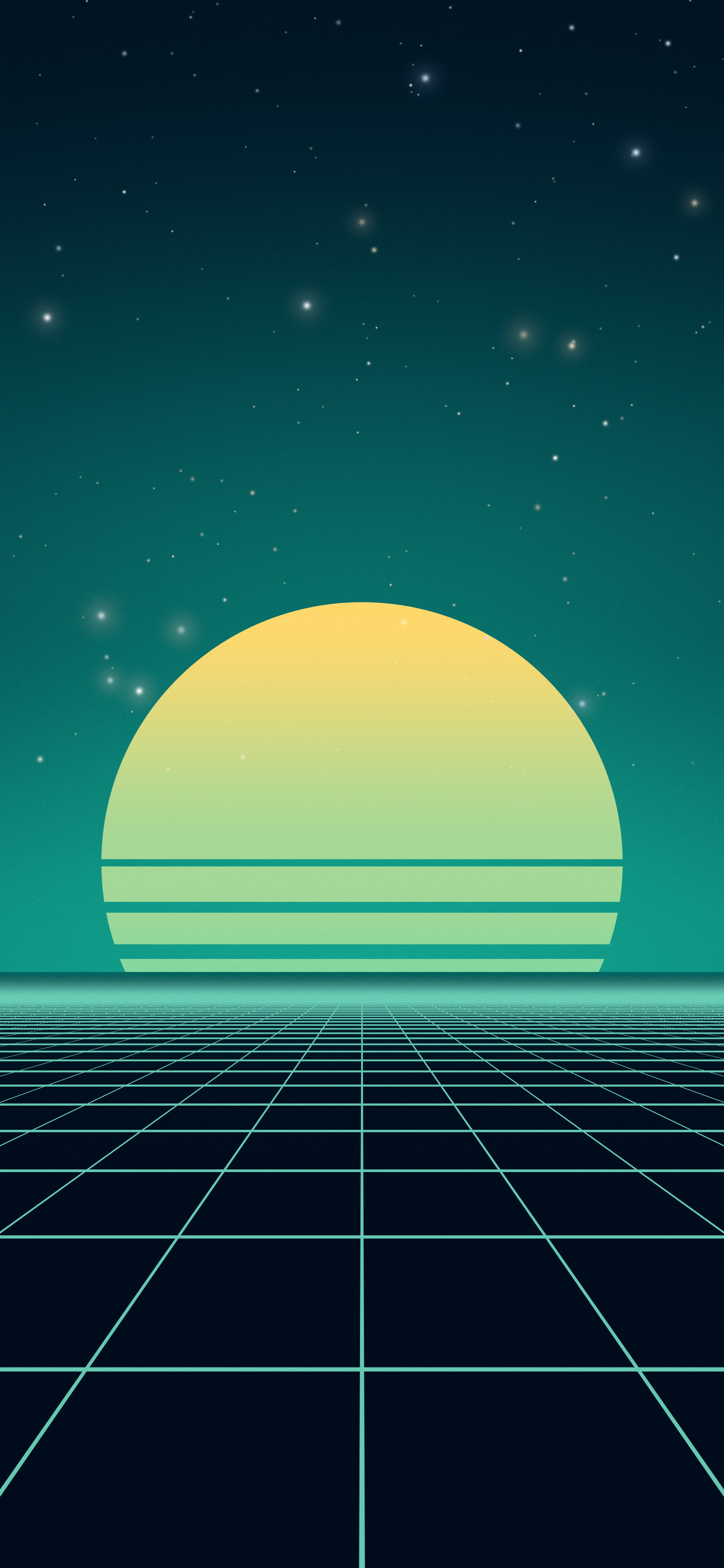 Northern Lights Synthwave Grid Sunset wallpaper for iPhone and Android