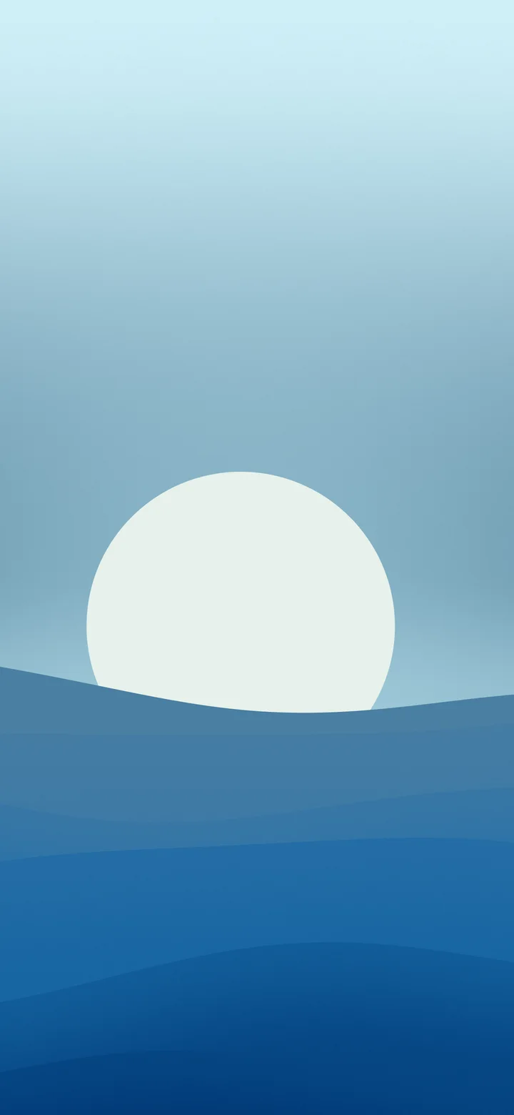 Ocean Blue Minimalist Sunset Hills wallpaper for iPhone and Android