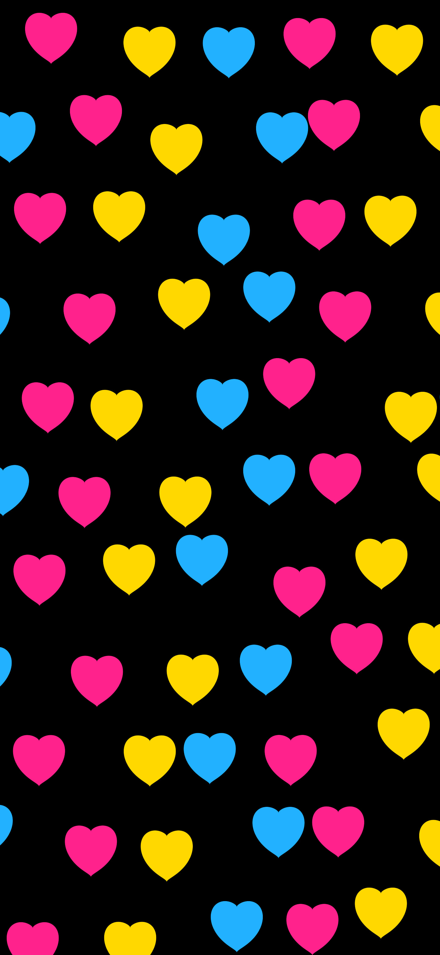 Pansexual Pride Heart Pattern wallpaper for iPhone and Android