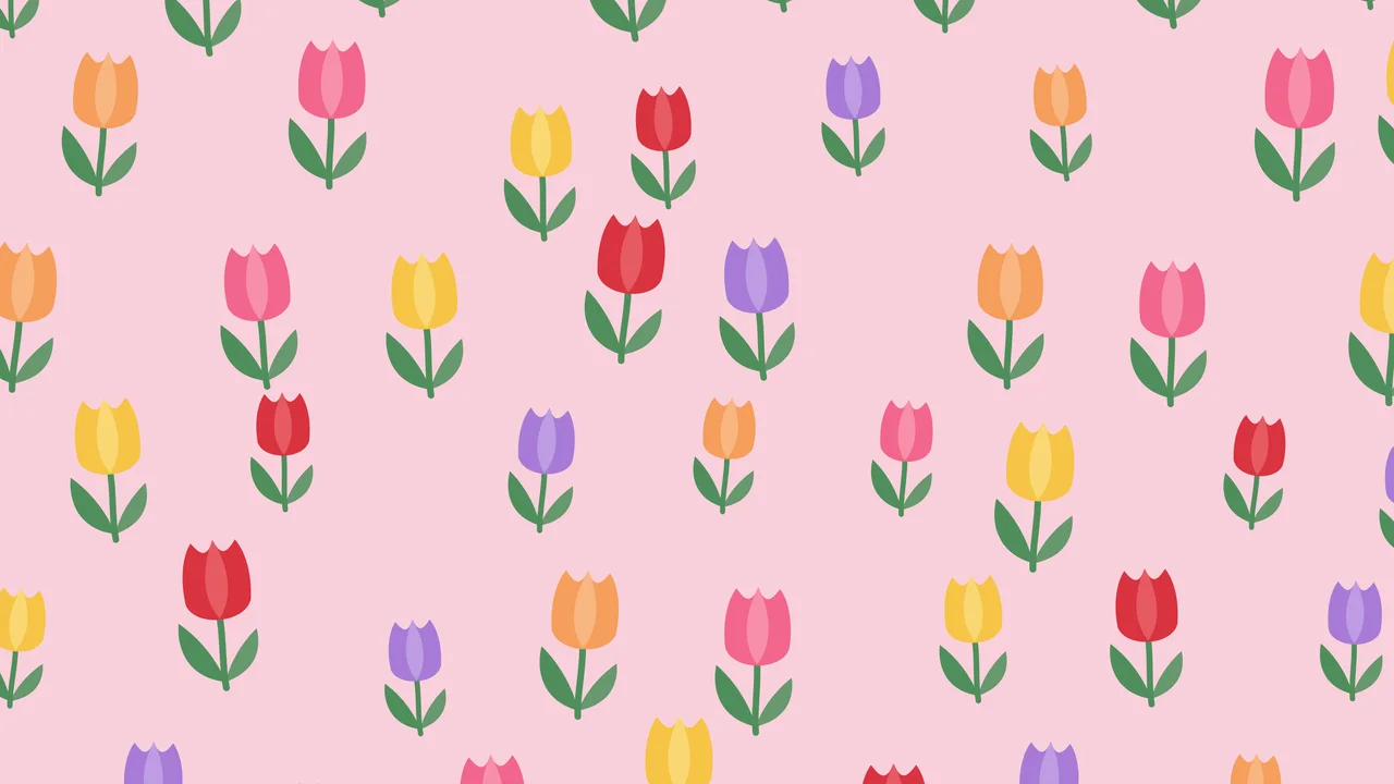 Pastel Pink Tulip Pattern desktop wallpaper in 4K