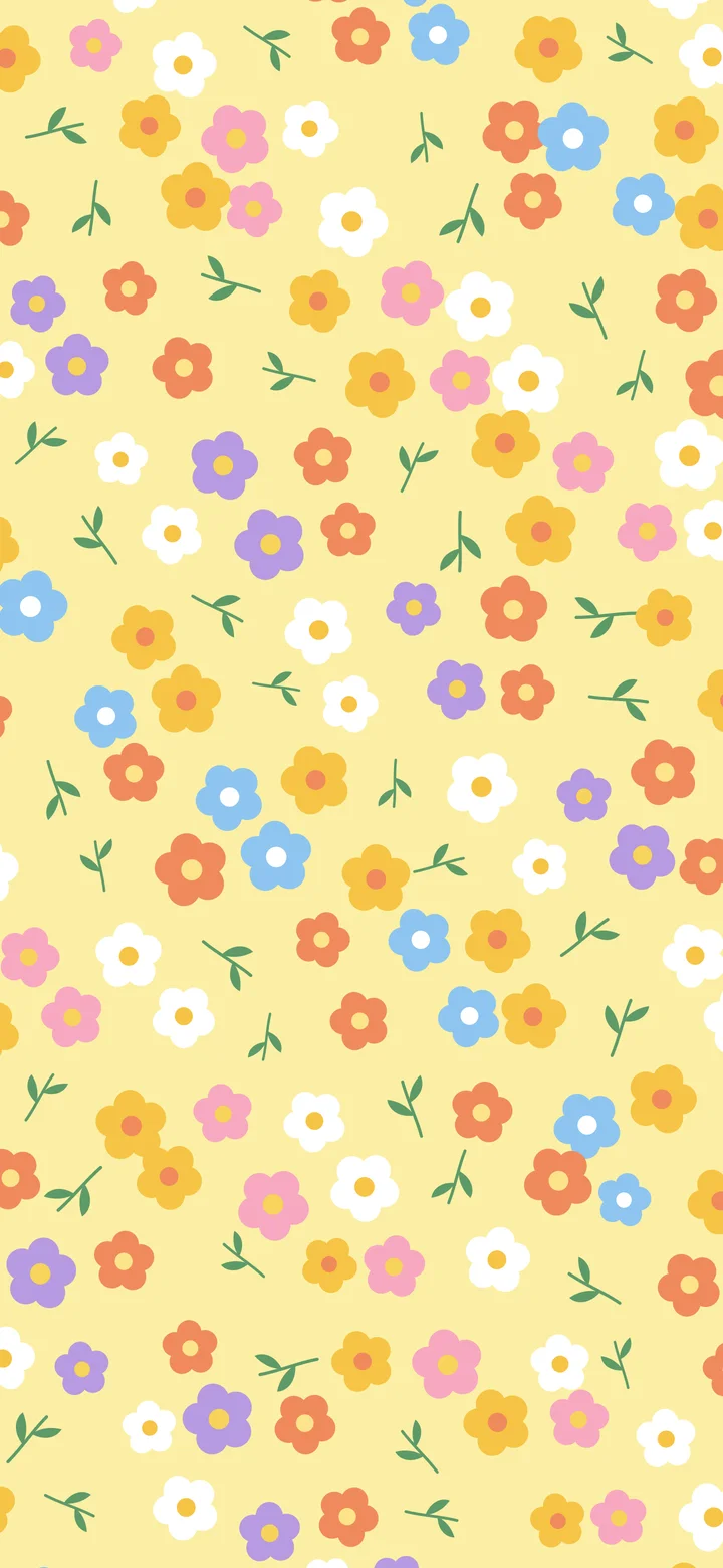 Pastel Yellow Ditsy Floral Pattern wallpaper for iPhone and Android