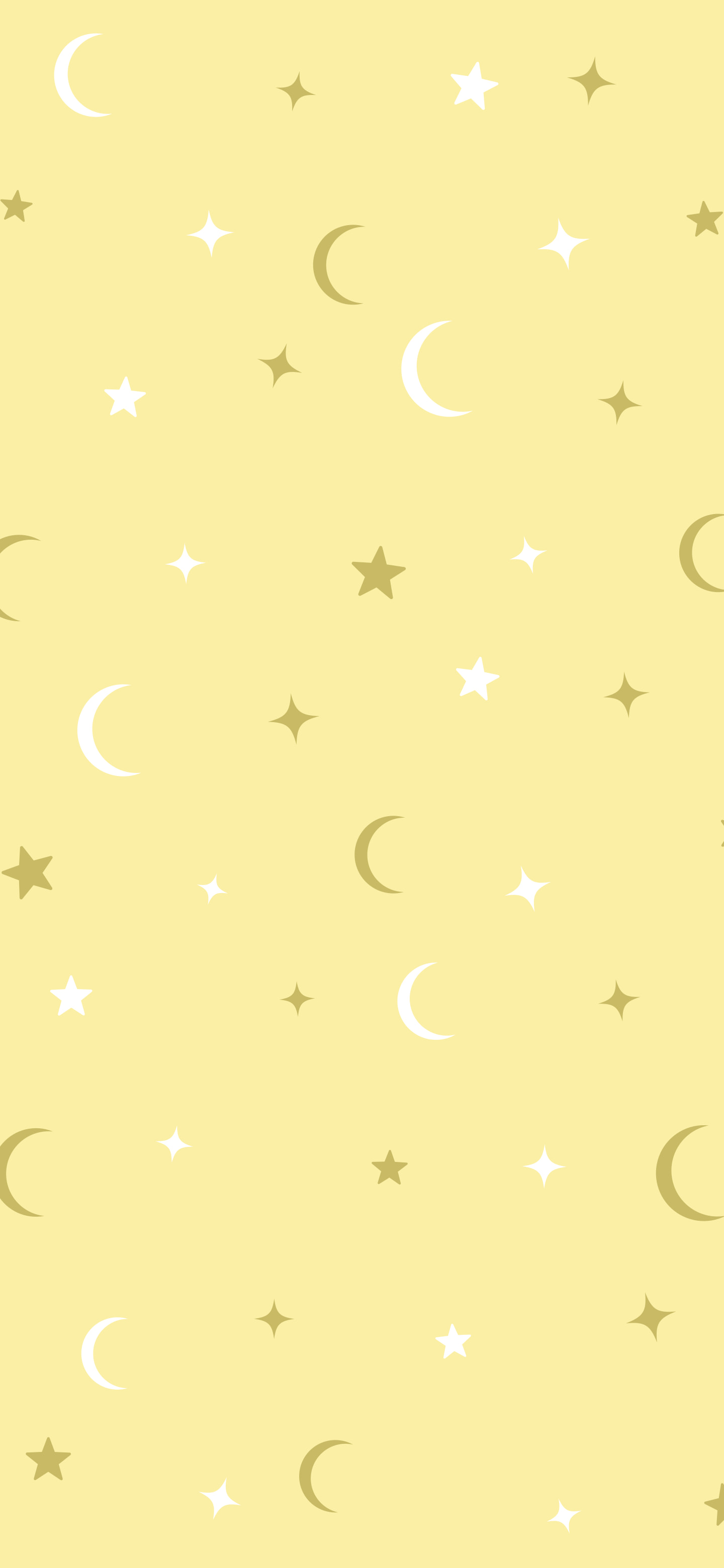 Pastel Yellow Moon and Stars Pattern wallpaper for iPhone and Android