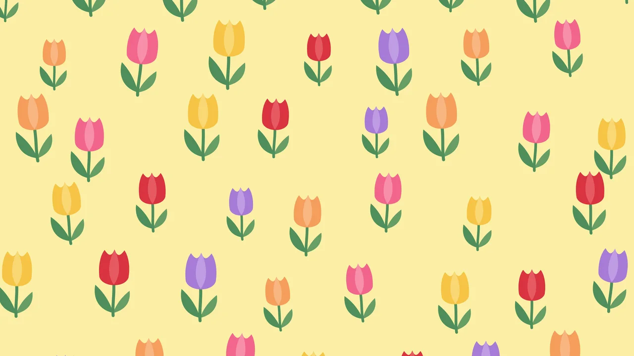 Pastel Yellow Tulip Pattern desktop wallpaper in 4K