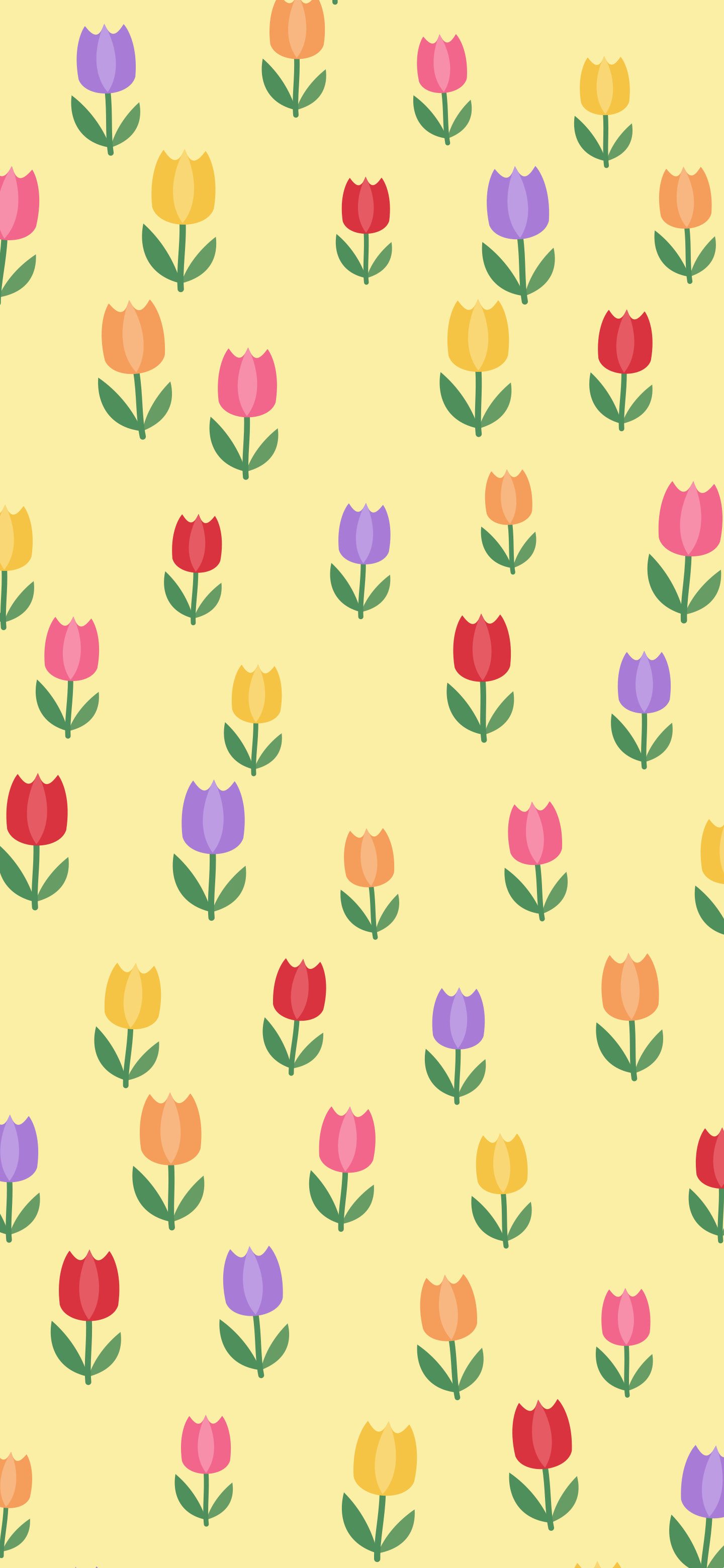 Pastel Yellow Tulip Pattern wallpaper for iPhone and Android