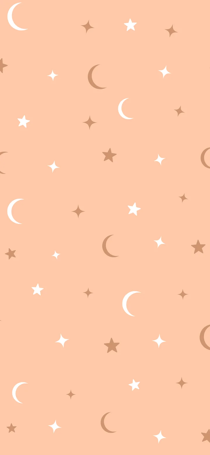 Peach Moon and Stars Pattern wallpaper for iPhone and Android