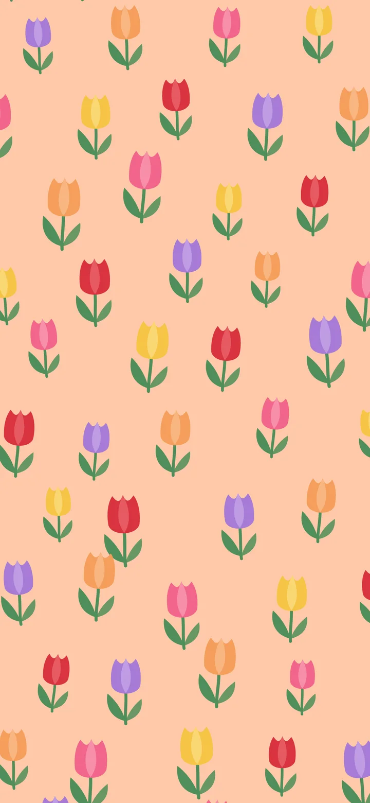 Peach Tulip Pattern wallpaper for iPhone and Android