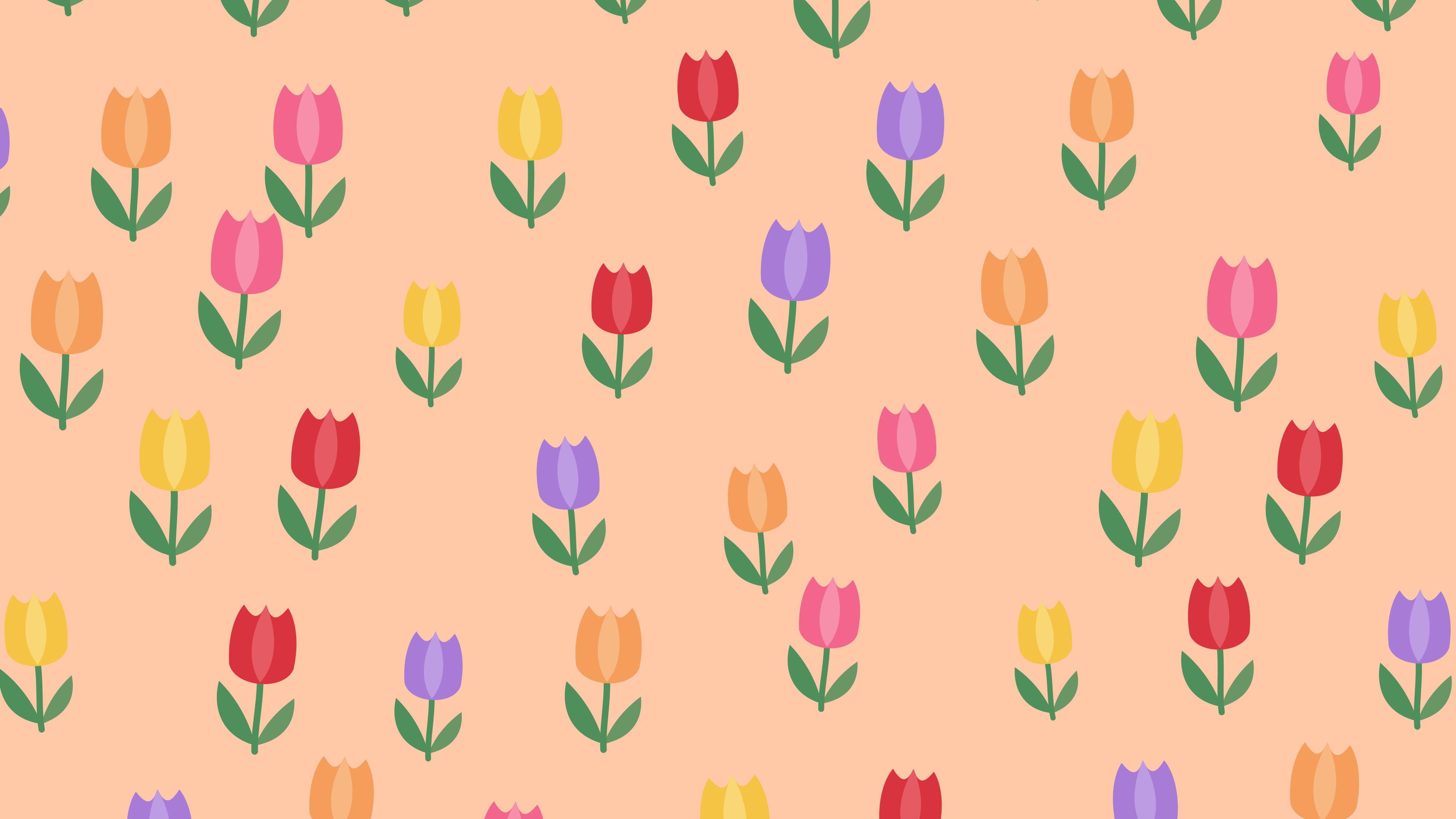 Peach Tulip Pattern desktop wallpaper in 4K