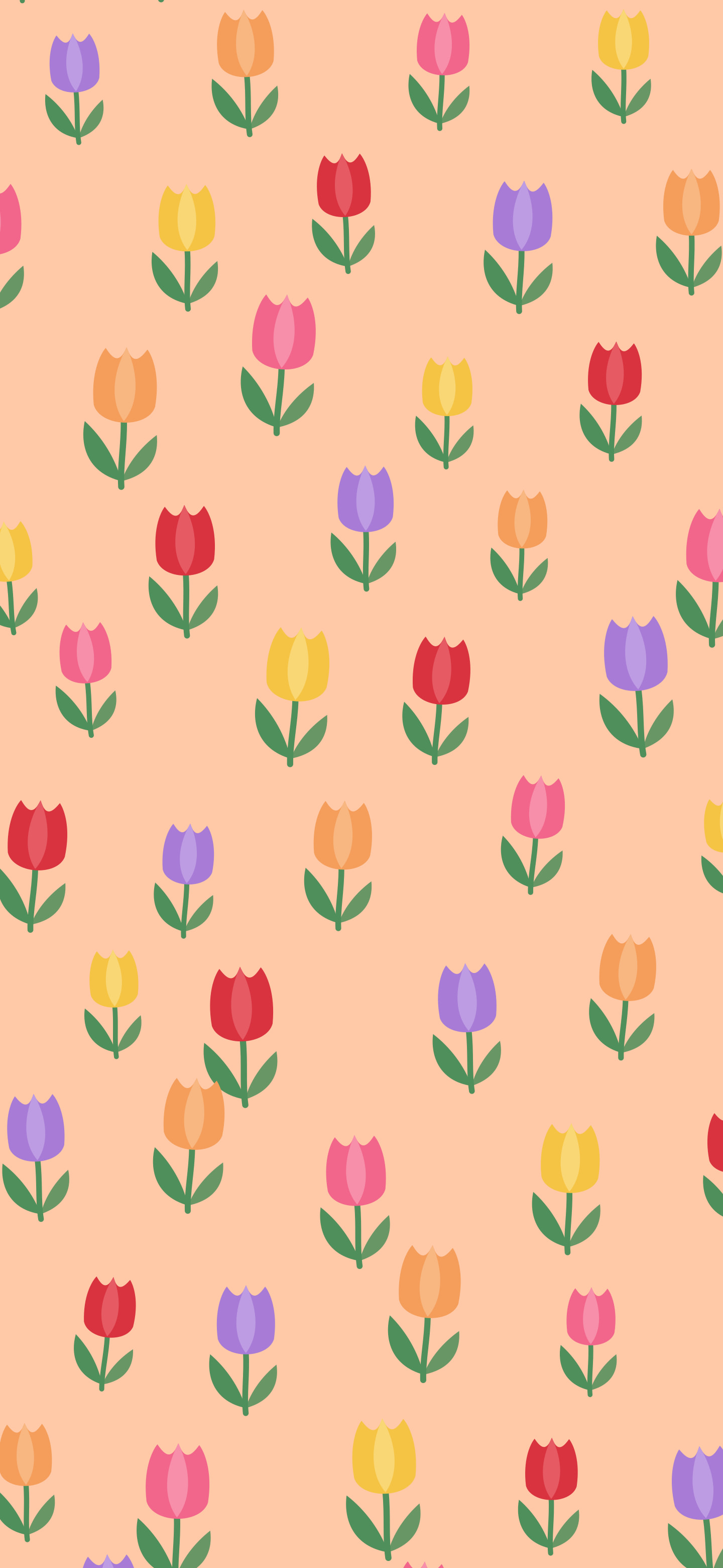Peach Tulip Pattern wallpaper for iPhone and Android
