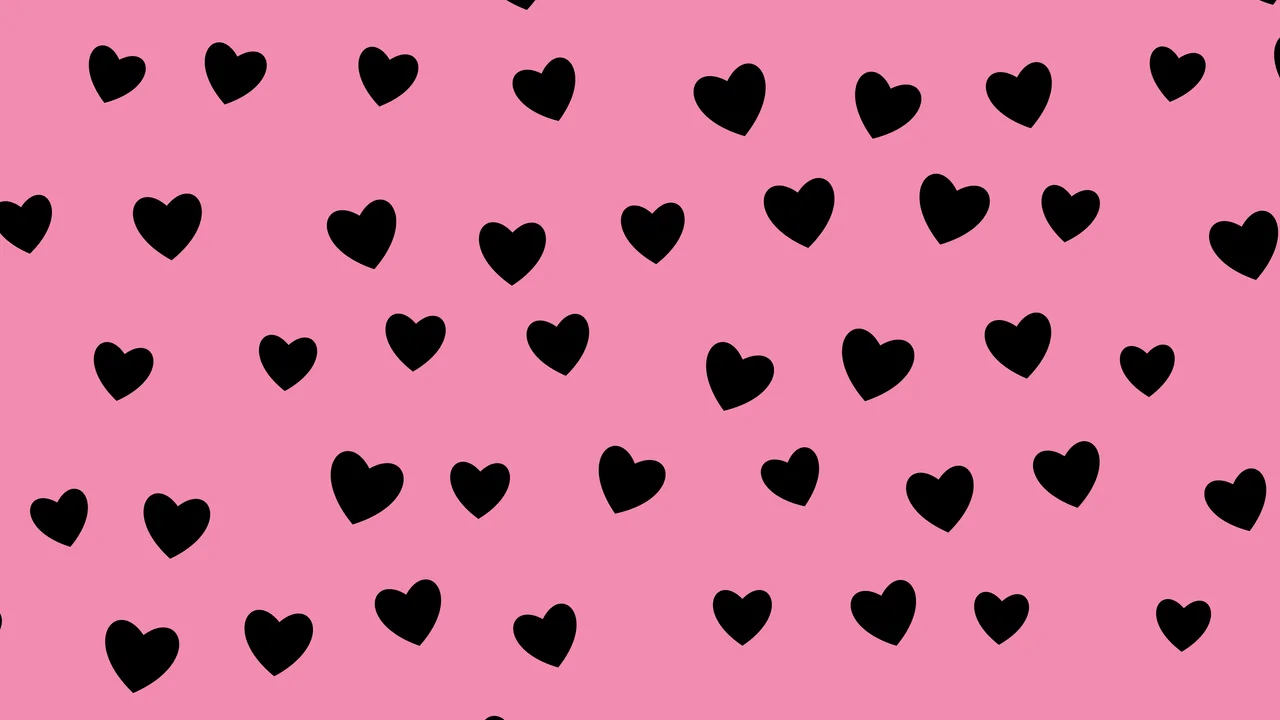 Pink and Black Heart Pattern desktop wallpaper in 4K